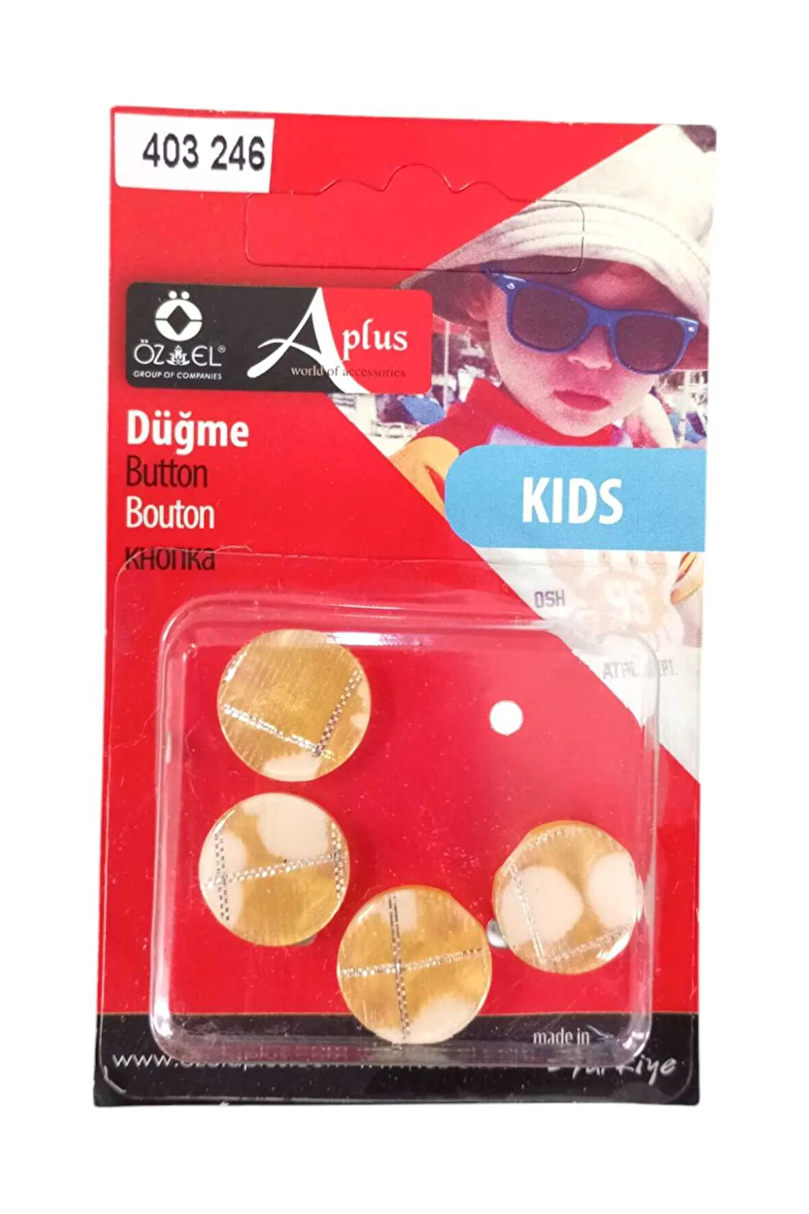 Sarı Simli 4 Adet 15 mm Bebek Düğme, Çocuk Düğme, Gömlek Kazak Yelek Düğmesi 403 246