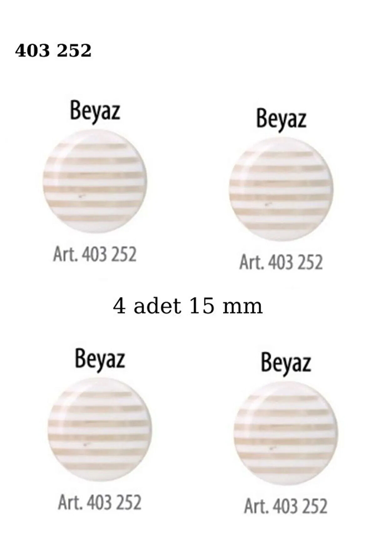 Çizgili Beyaz 4 Adet 15 mm Bebek Düğme, Çocuk Düğme 403 252