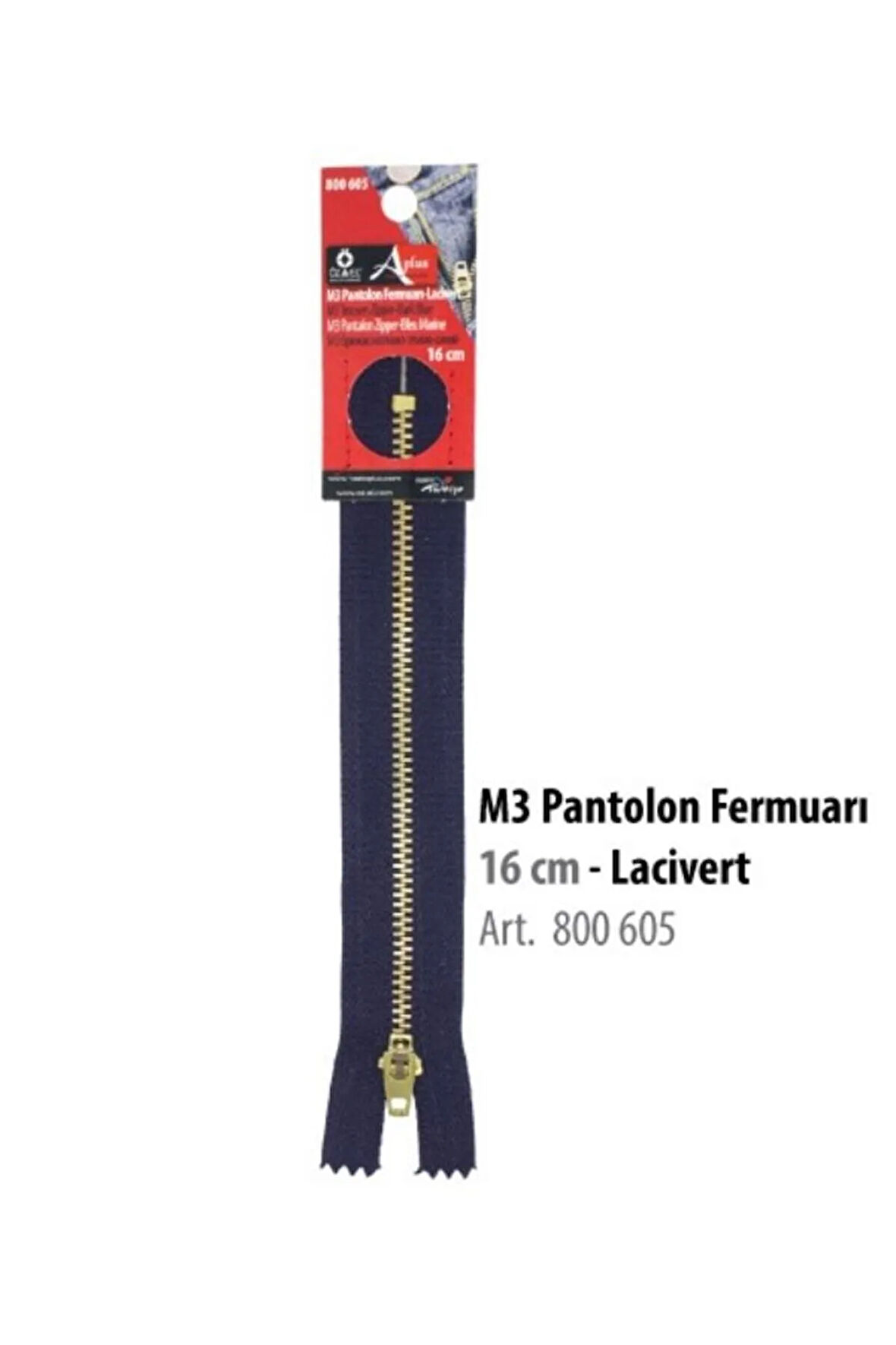 Lacivert Pantolon Fermuarı Metal 16 Cm