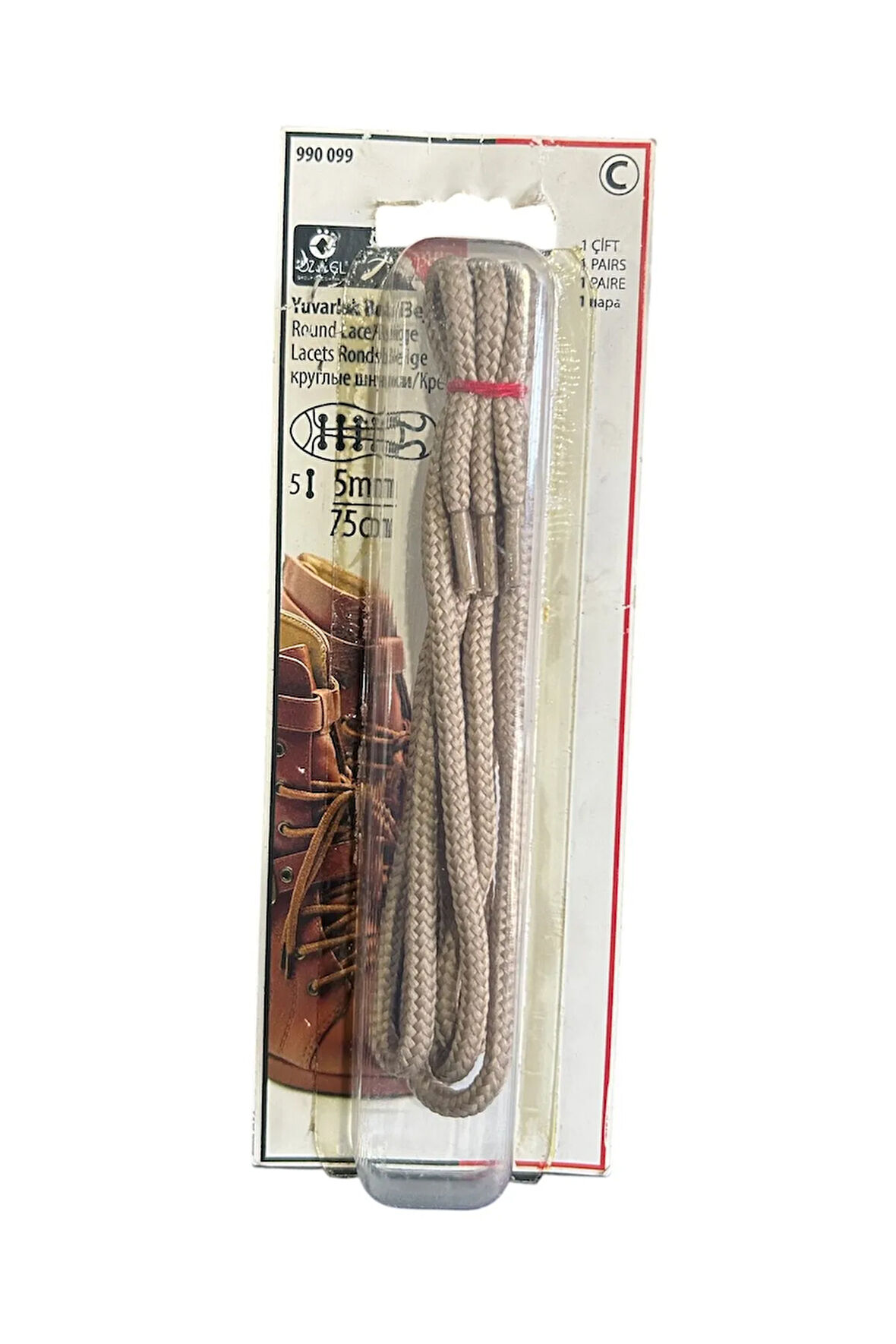 Kremrengi 5 mm 75 cm Yuvarlak Ayakkabı Bağı, Bir Çift Ayakkabı Bağcığı, Bot Bağcığı 990 099