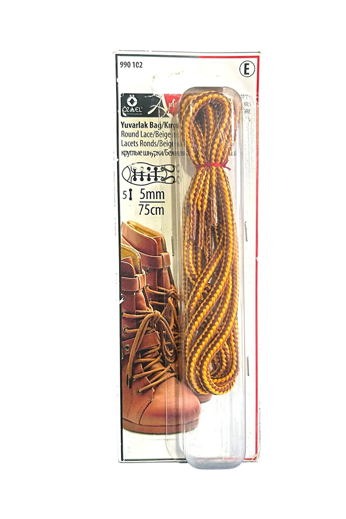 Turuncu Kahve 5 mm 75 cm Yuvarlak Ayakkabı Bağı, Bir Çift Ayakkabı Bağcığı, Bot Bağcığı 990 102