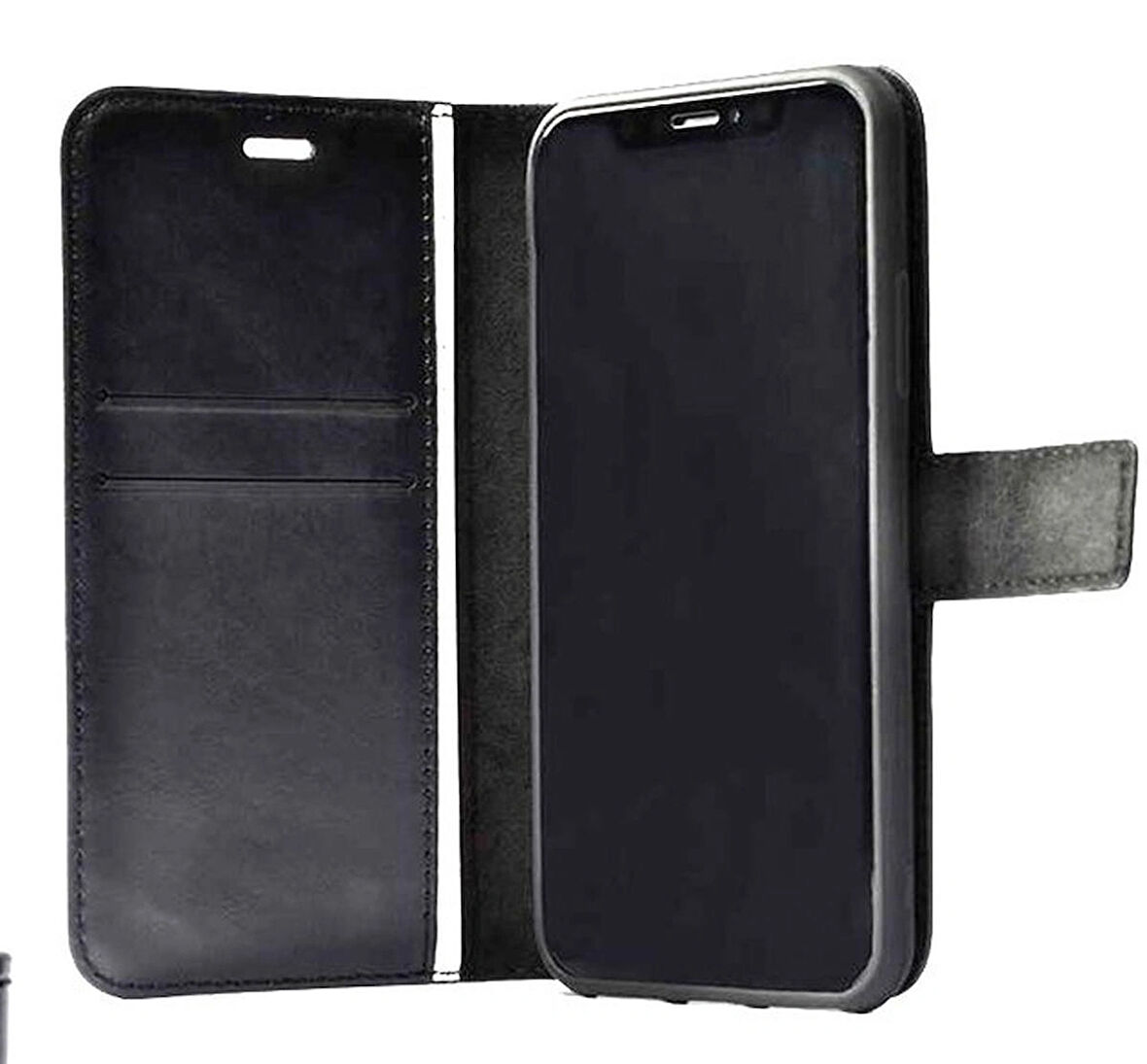 Huawei P20 Lite Cüzdanlı Kapaklı Kılıf Kartlıklı Standlı Kopçalı Siyah