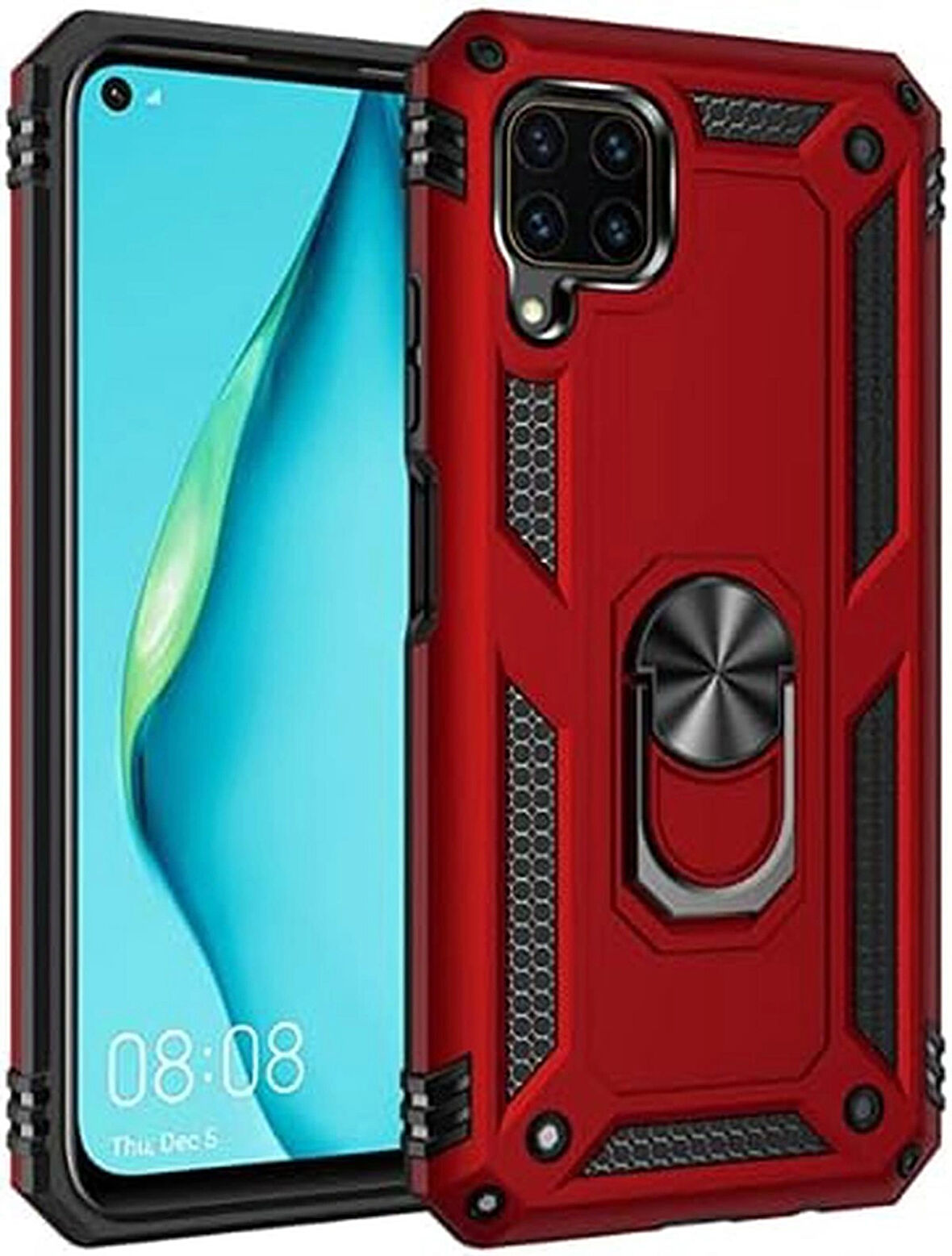 Huawei P40 Lite Uyumlu Tank Kılıf Yüzüklü Standlı Yüksek Koruma