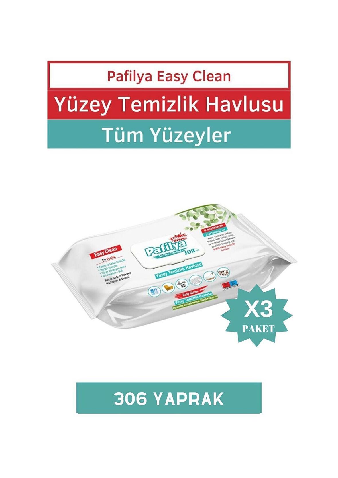 Pafilya Easy Clean Yüzey Temizlik Havlusu 3x102 (306 YAPRAK)