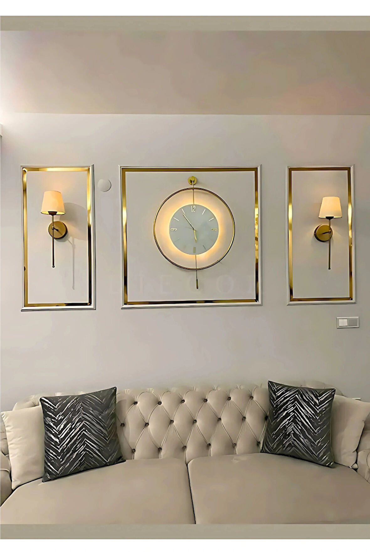 Dekoratif Boyanabilir Duvar Çıtası & GOLD Ayna Pleksi Hazır Kesimli 6 Adet Çerçeve Paketi