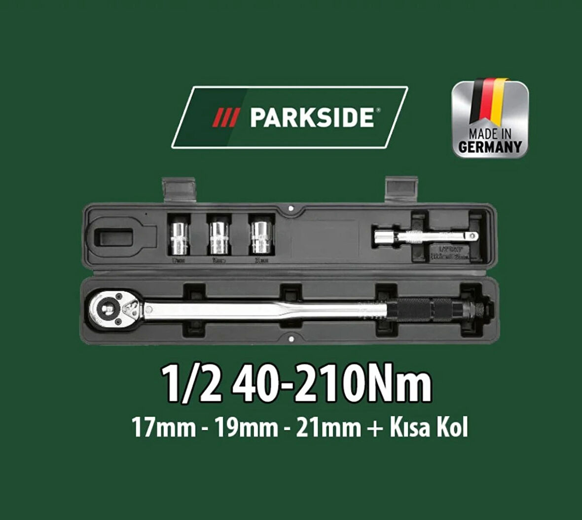 Parkside 40-210Nm 1/2 Tork Anahtarı Seti 5 Parça