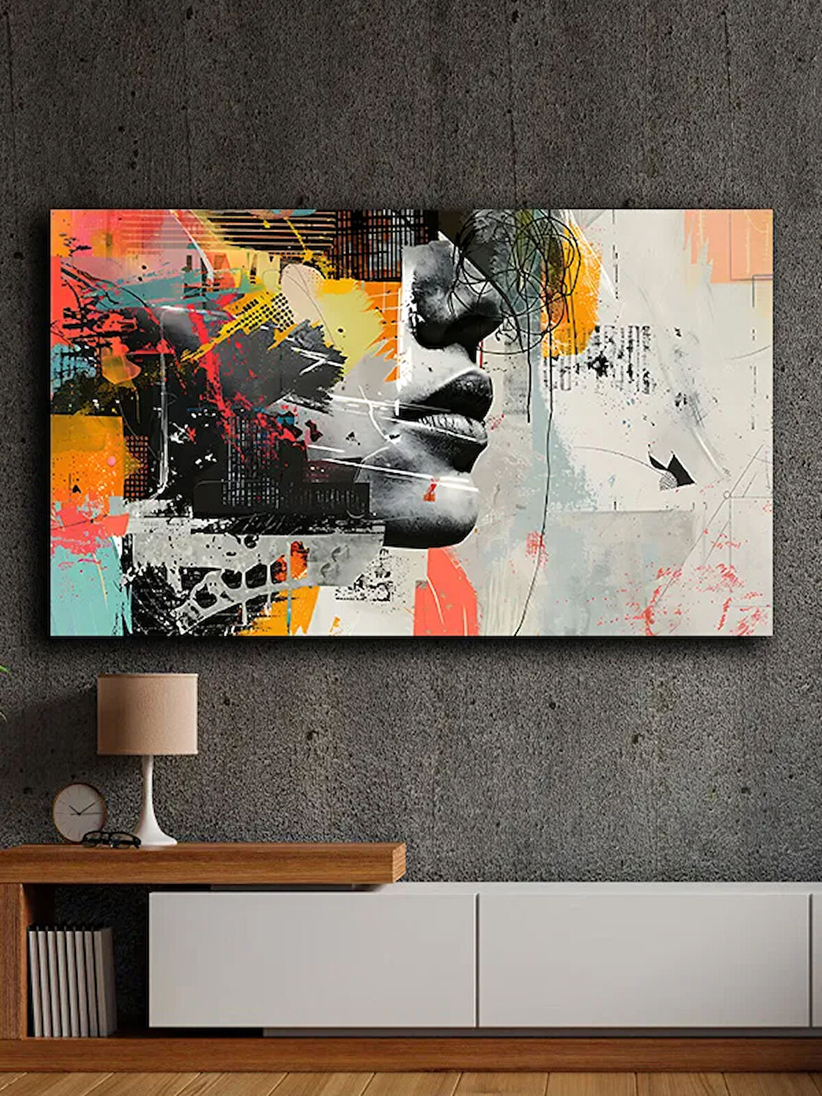 Soyut yağlı boya görünümlü  kanvas tablo 80x120 cm