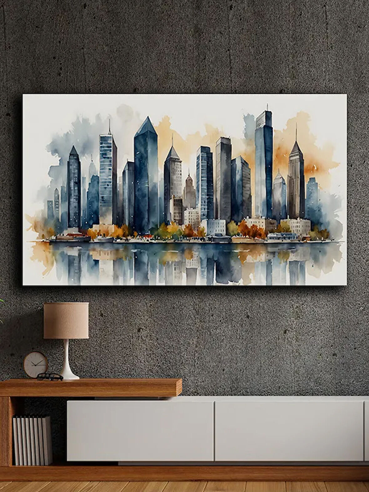 Soyut yağlı boya görünümlü  kanvas tablo 80x120 cm