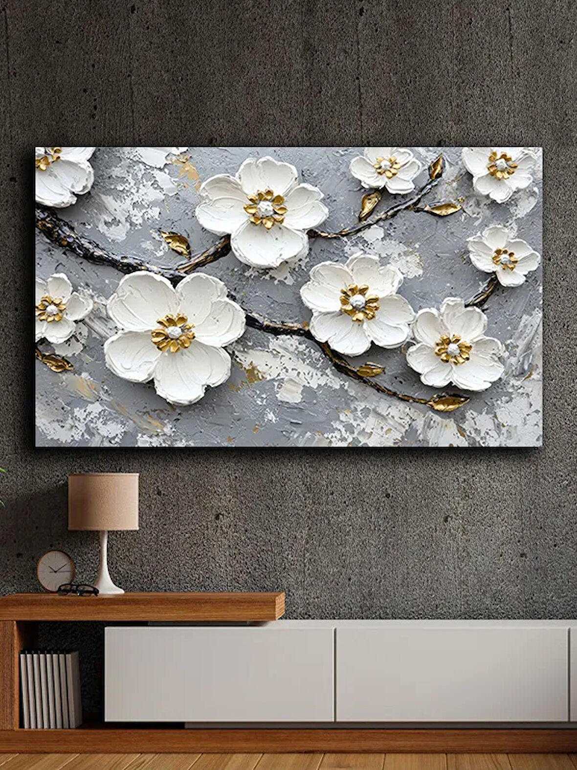 Soyut yağlı boya görünümlü  kanvas tablo 80x120 cm