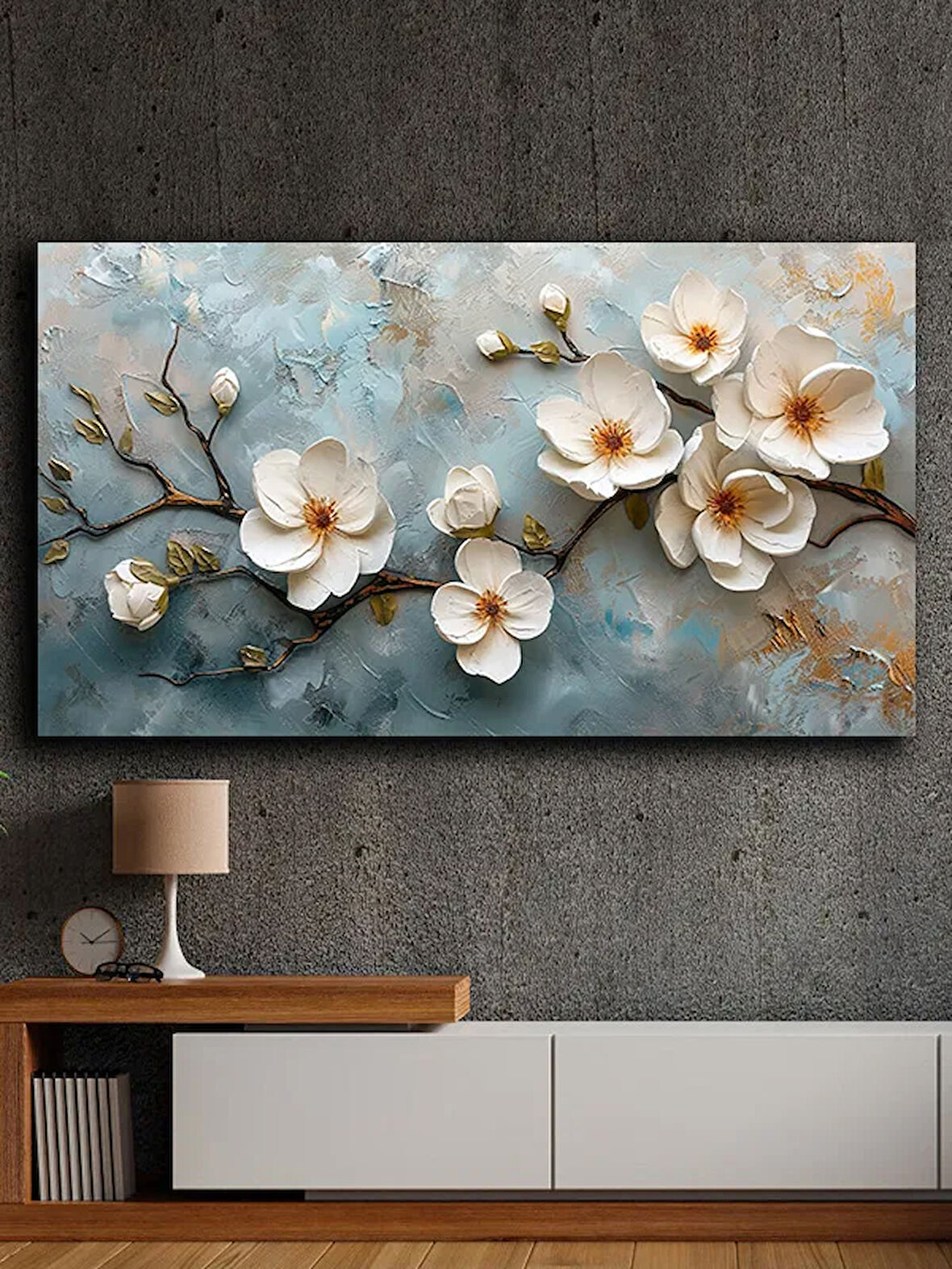 Soyut yağlı boya görünümlü  kanvas tablo 80x120 cm
