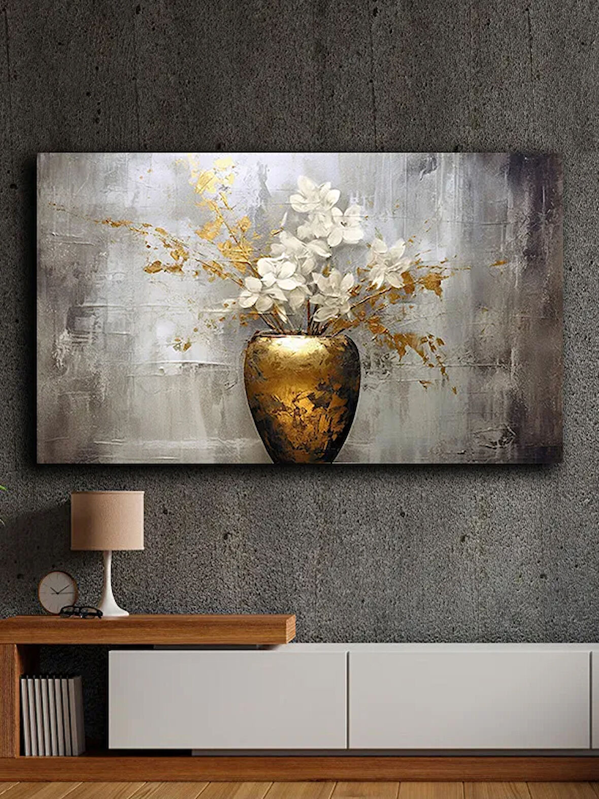Soyut yağlı boya görünümlü  kanvas tablo 80x120 cm