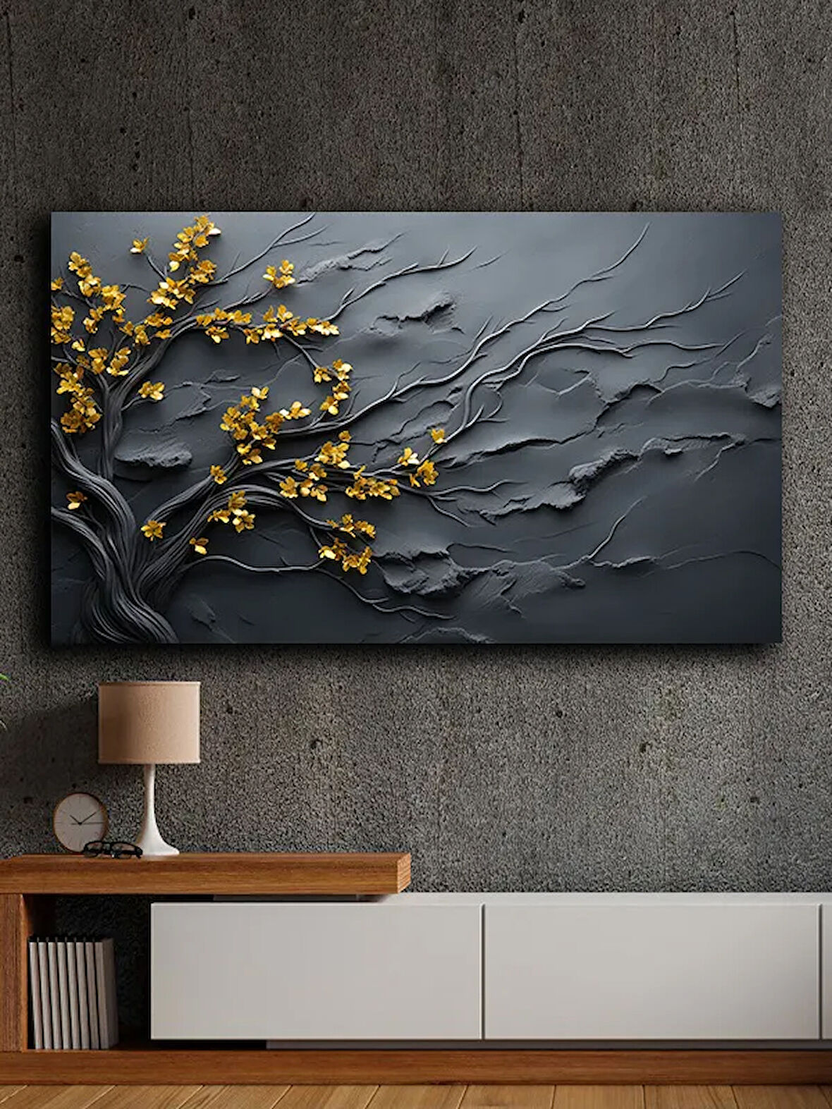 Soyut yağlı boya görünümlü  kanvas tablo 80x120 cm