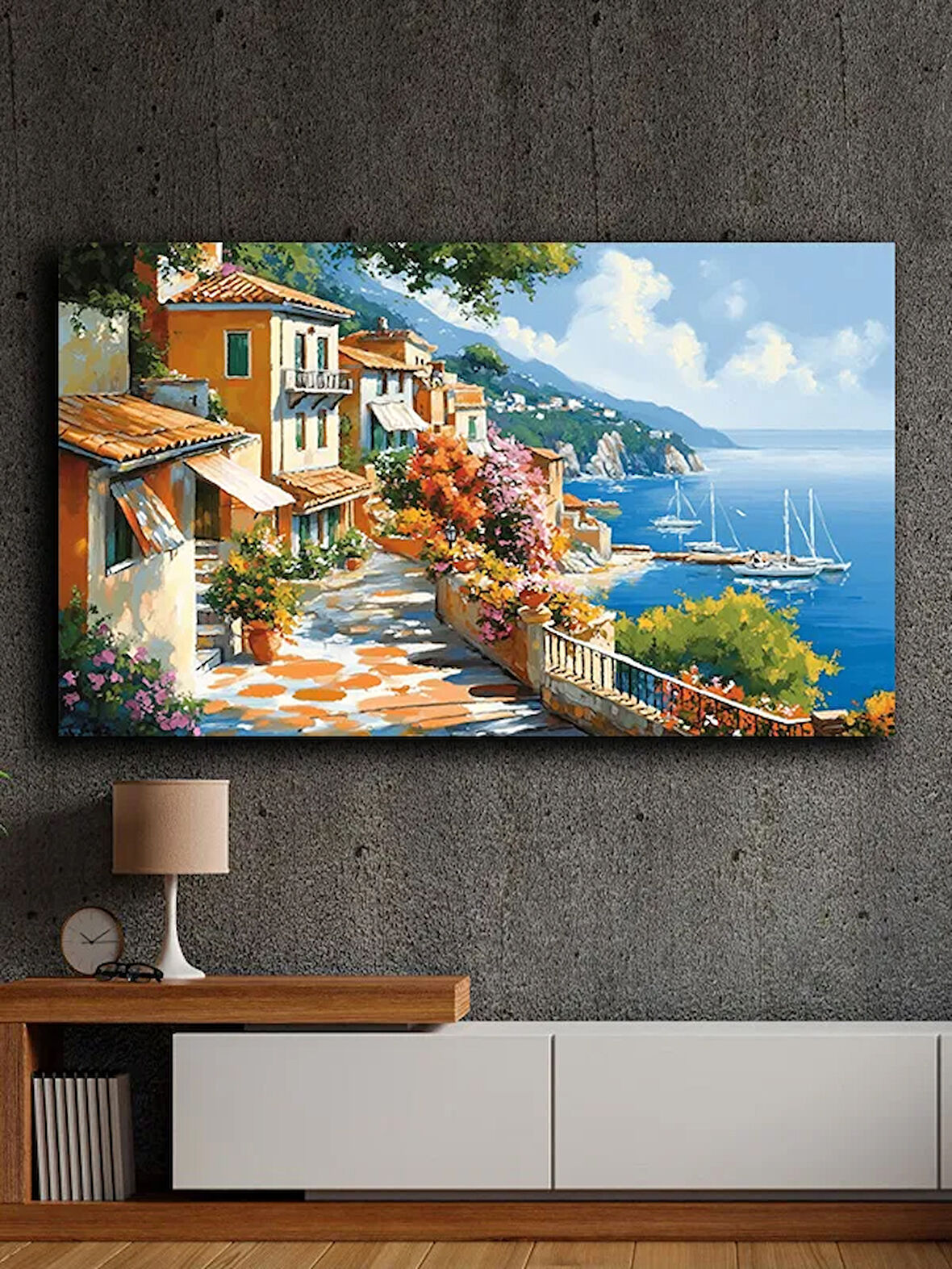 Soyut yağlı boya görünümlü  kanvas tablo 80x120 cm