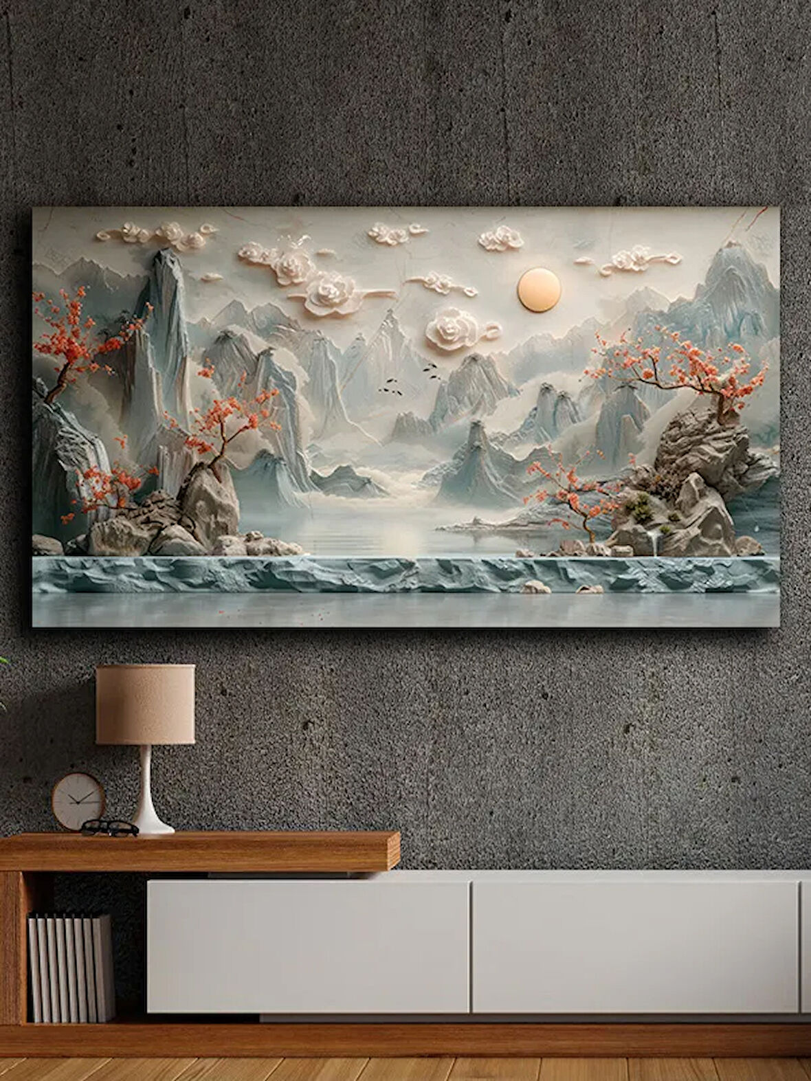 Soyut yağlı boya görünümlü  kanvas tablo 80x120 cm