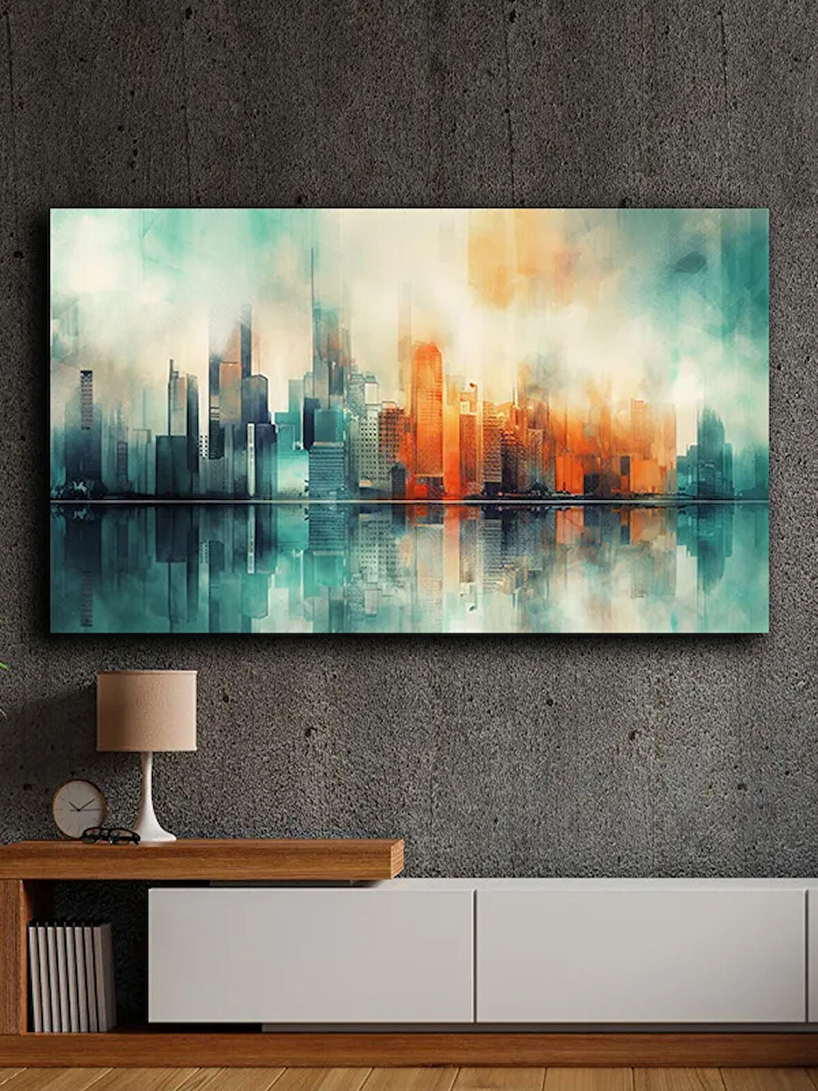 Soyut yağlı boya görünümlü  kanvas tablo 80x120 cm