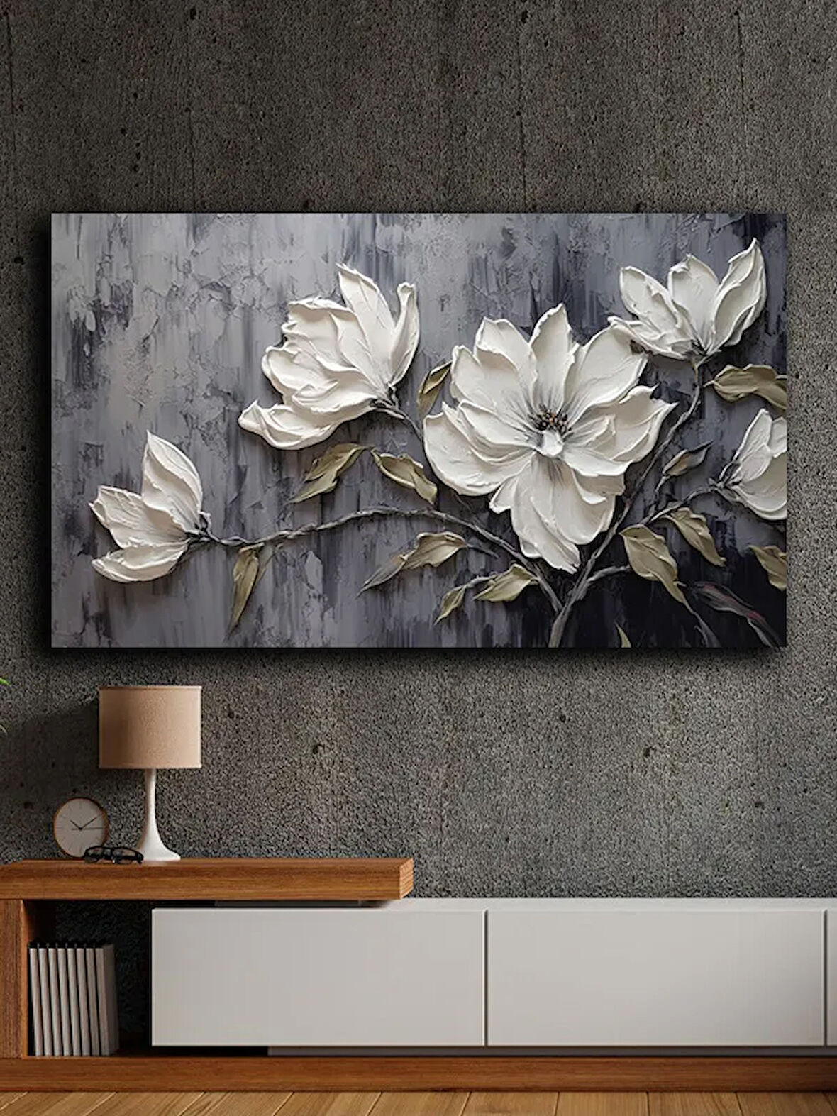 Soyut yağlı boya görünümlü  kanvas tablo 80x120 cm