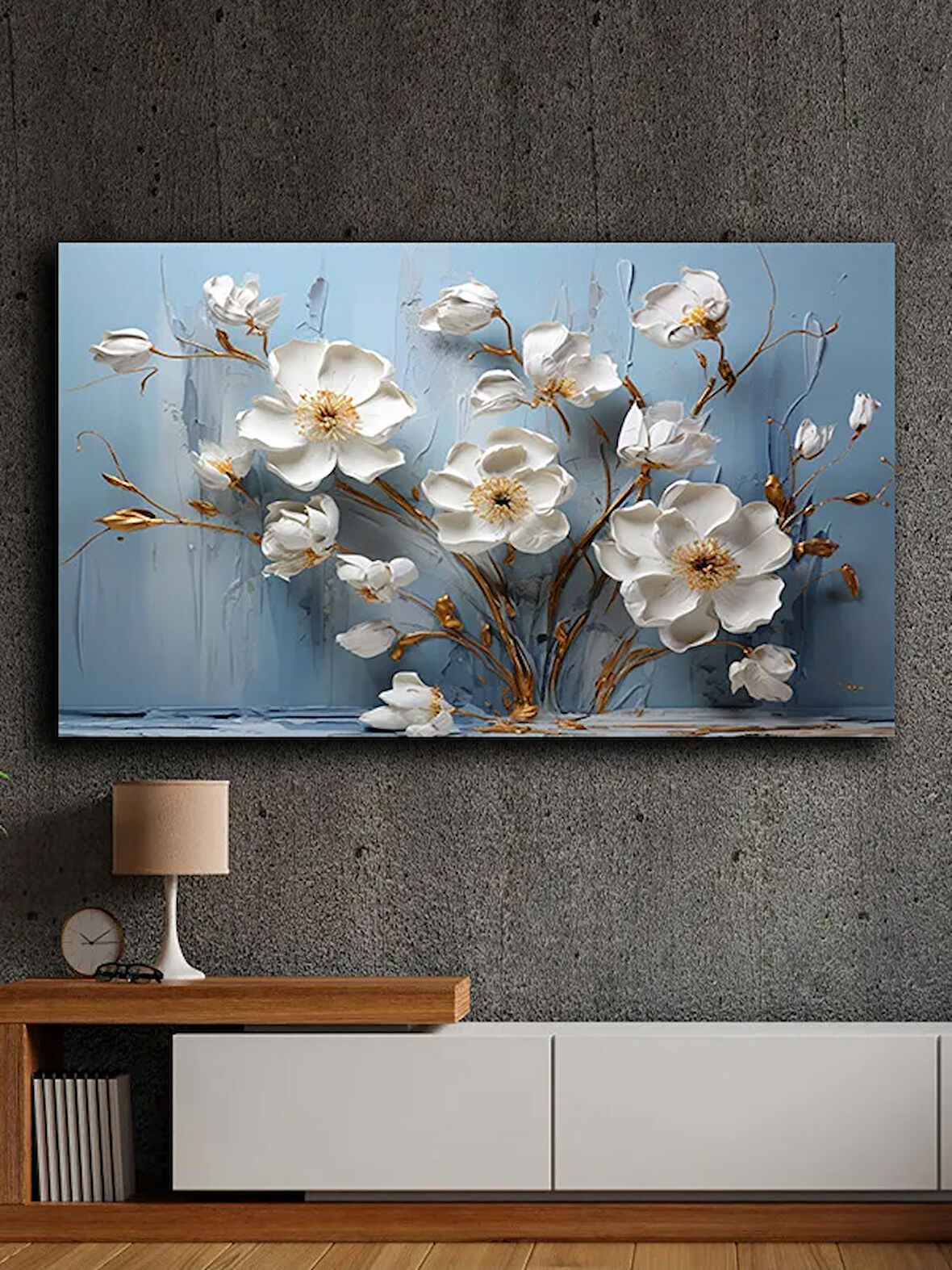 Soyut yağlı boya görünümlü  kanvas tablo 80x120 cm
