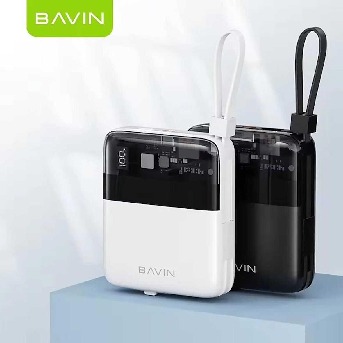 BAVIN PC009S Powerbank 22.5W Hızlı Şarj 10000mah Taşınabilir IOS ve Type-C Kablolu Şarj Cihazı