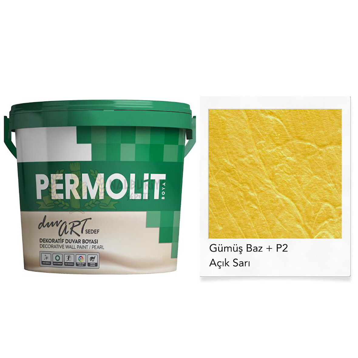 Permolit DuvArt Sedef Dekoratif Duvar Boyası - GP2 AÇIK SARI - 0.75 Lt.