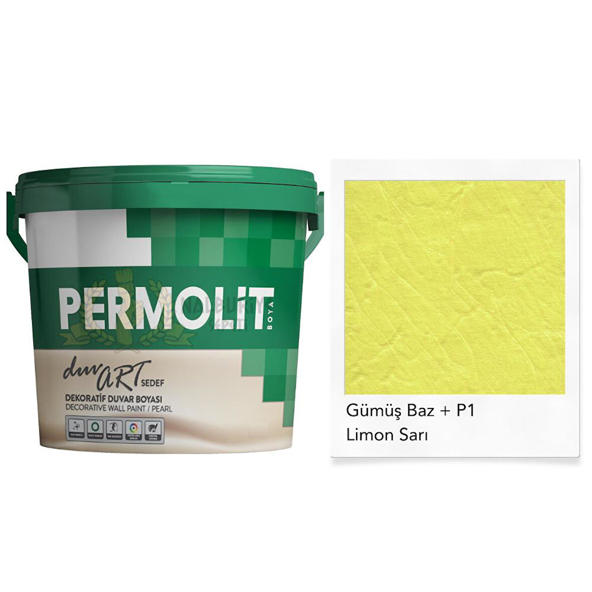 Permolit DuvArt Sedef Dekoratif Duvar Boyası - GP1 LİMON SARI - 2.5 Lt.