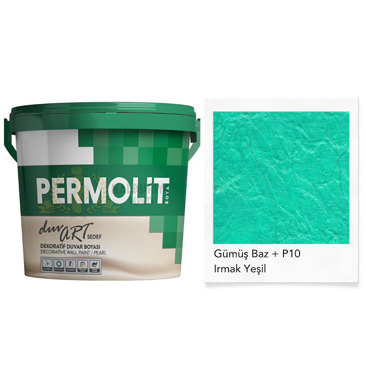 Permolit DuvArt Sedef Dekoratif Duvar Boyası - GP10 IRMAK YEŞİLİ - 2.5 Lt.