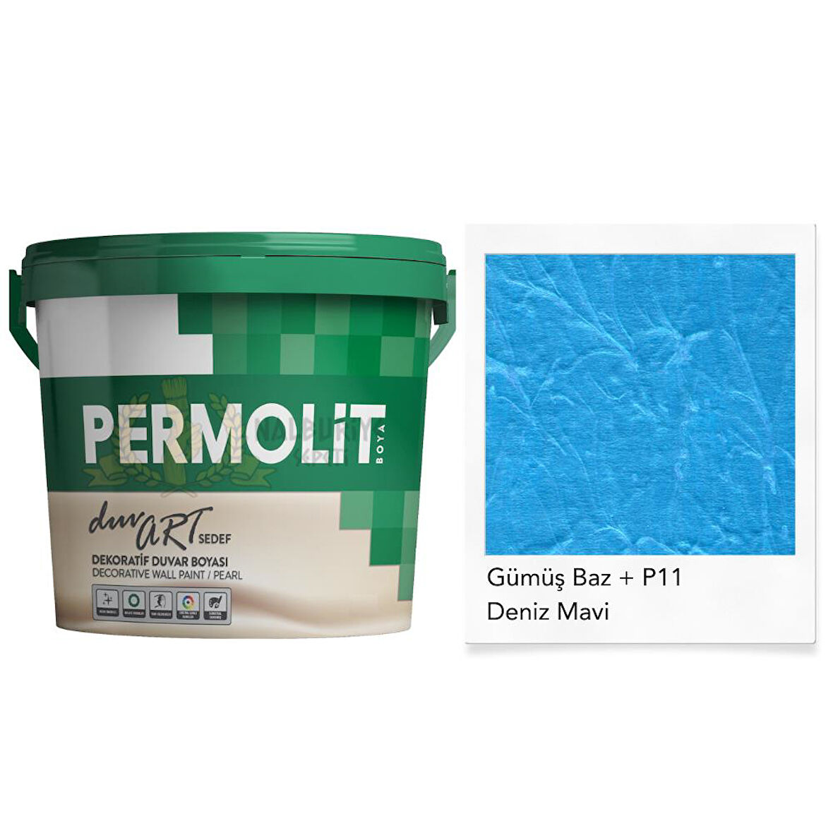 Permolit DuvArt Sedef Dekoratif Duvar Boyası - GP11 DENİZ MAVİ - 2.5 Lt.