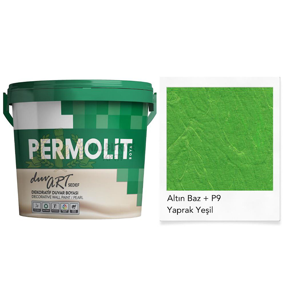 Permolit DuvArt Sedef Dekoratif Duvar Boyası - AP9 YAPRAK YEŞİLİ - 0.75 Lt.