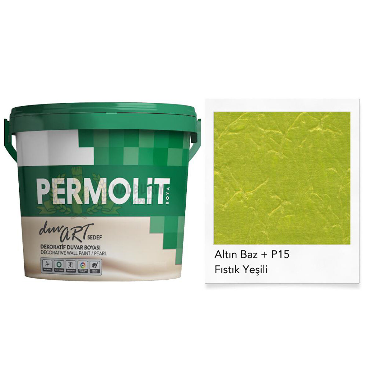 Permolit DuvArt Sedef Dekoratif Duvar Boyası - AP15 FISTIK YEŞİL - 0.75 Lt.