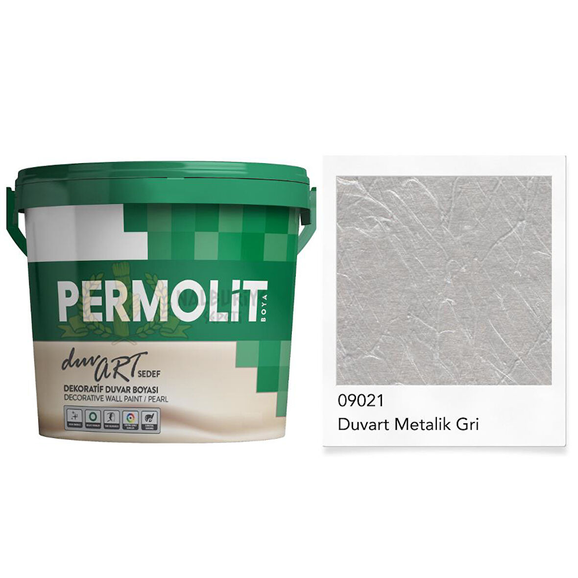 Permolit DuvArt Sedef Dekoratif Duvar Boyası - 09021 METALİK GRİ - 0.75 Lt.