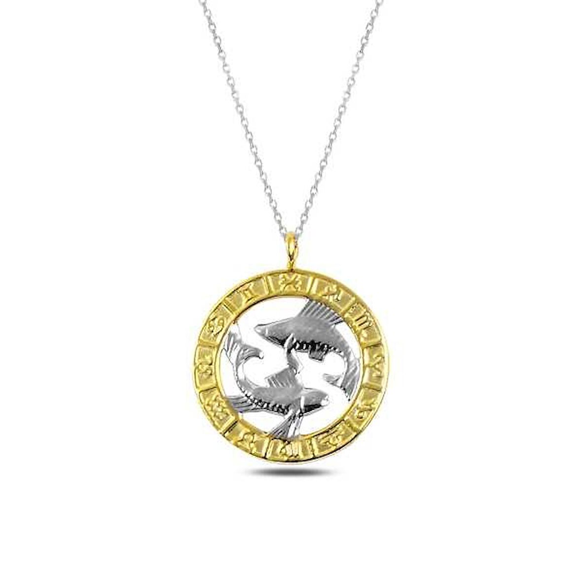 925 Ayar Gümüş Gold Balık Burcu Gümüş Kolye