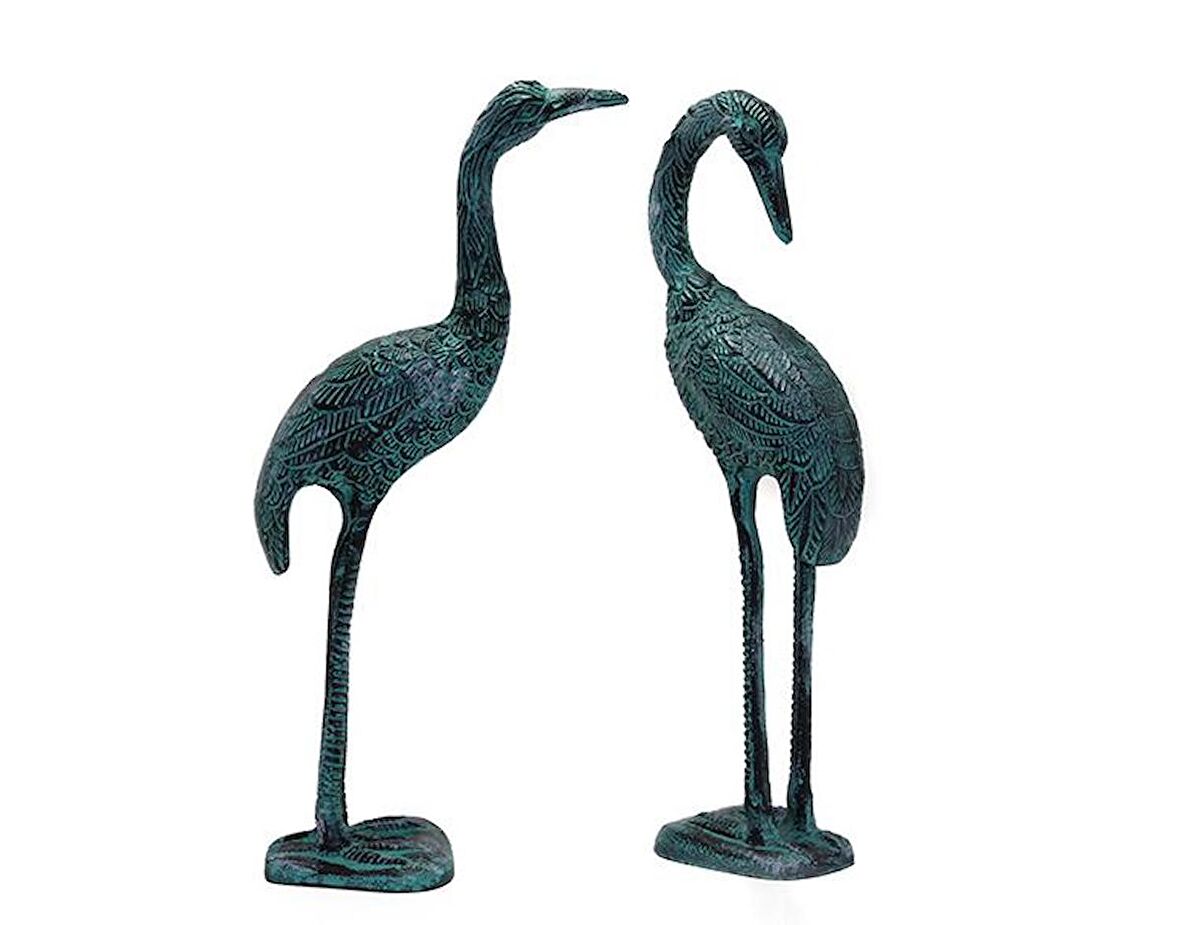 Metal İkili Flamingo Seti 36 Cm Biblo Dekoratif Hediyelik