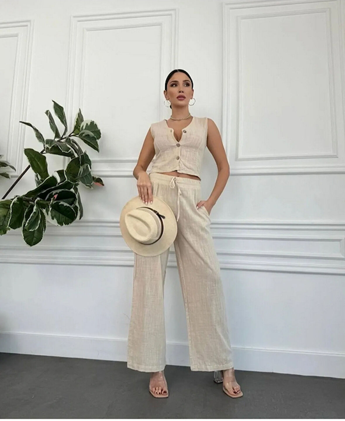Kadın keten pantolon