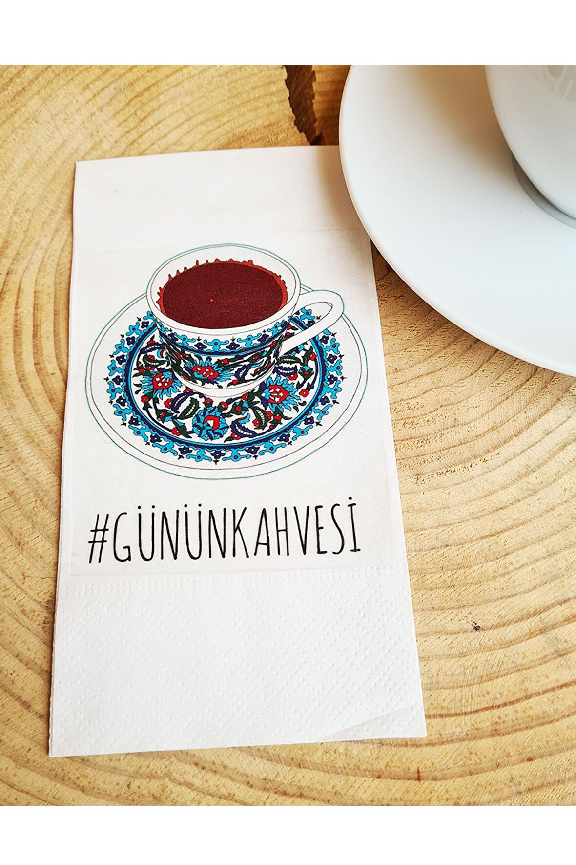 Sunum Peçetesi - Günün Kahvesi Yazılı Kahve Sunum Peçetesi