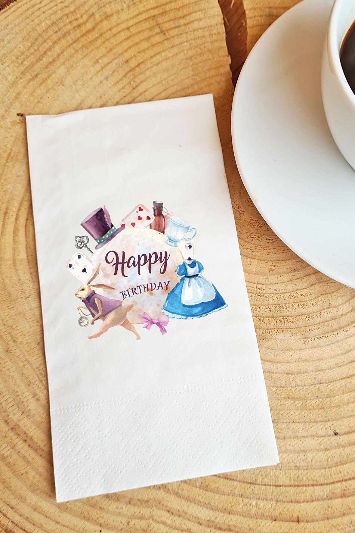 Sunum Peçetesi Alice Happy Birtday Kağıt Peçete