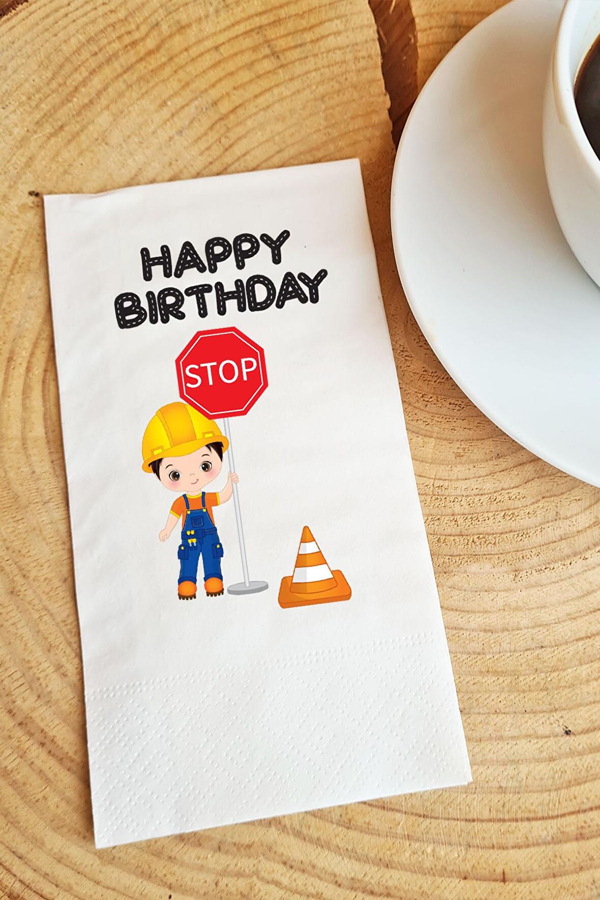 Sunum Peçetesi İnşaat Happy Birtday Yazılı Kağıt Peçete