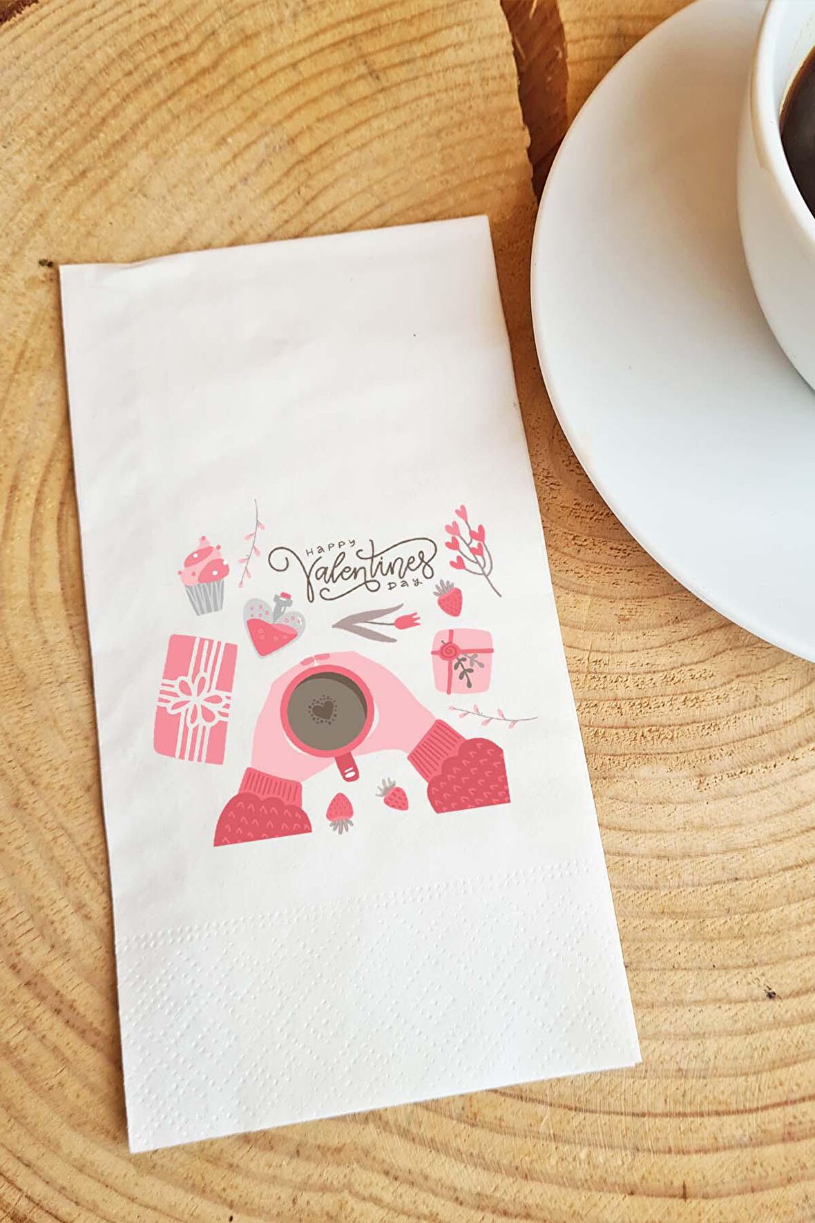 Sevgiliye Sunum Peçetesi Happy Valentine's Day Yazılı Sevgililer Günü Konuşan Kağıt Peçete