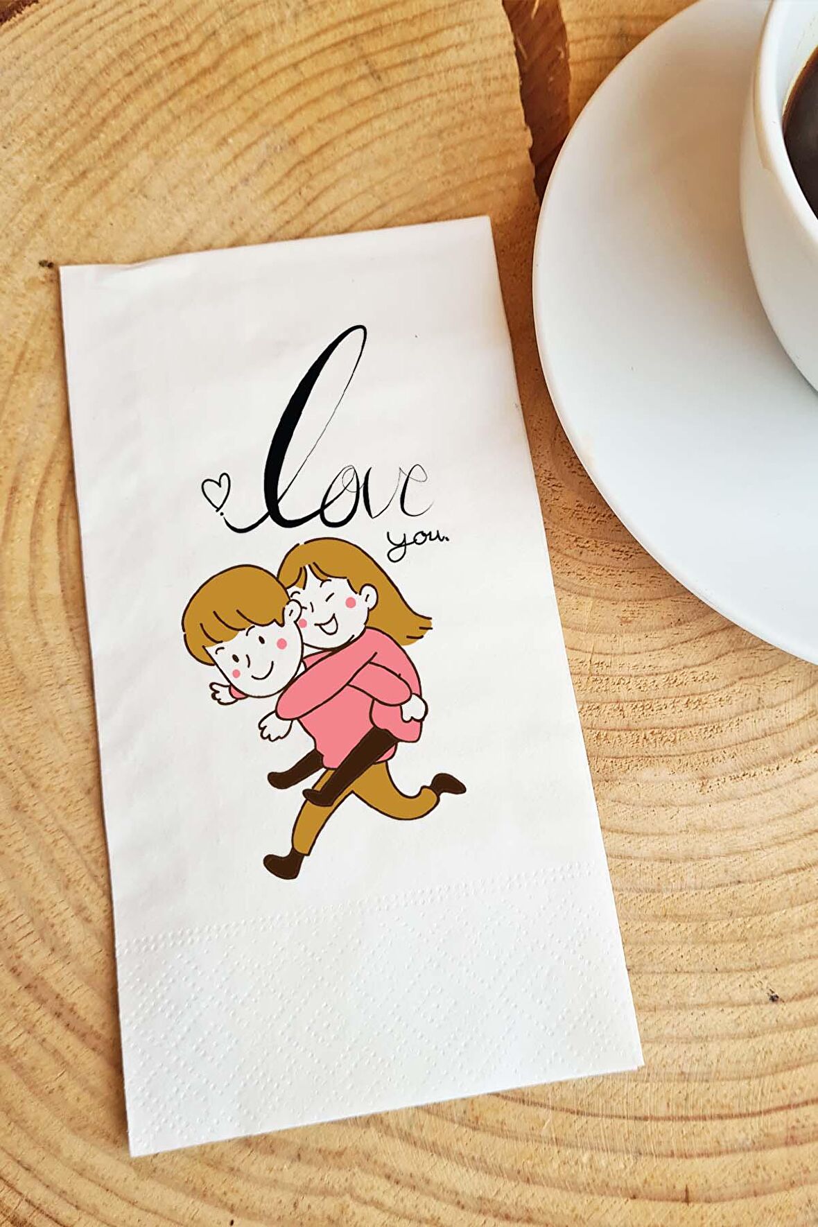 Sevgiliye Sunum Peçetesi I Love You Yazılı Sevgililer Günü Konuşan Kağıt Peçete