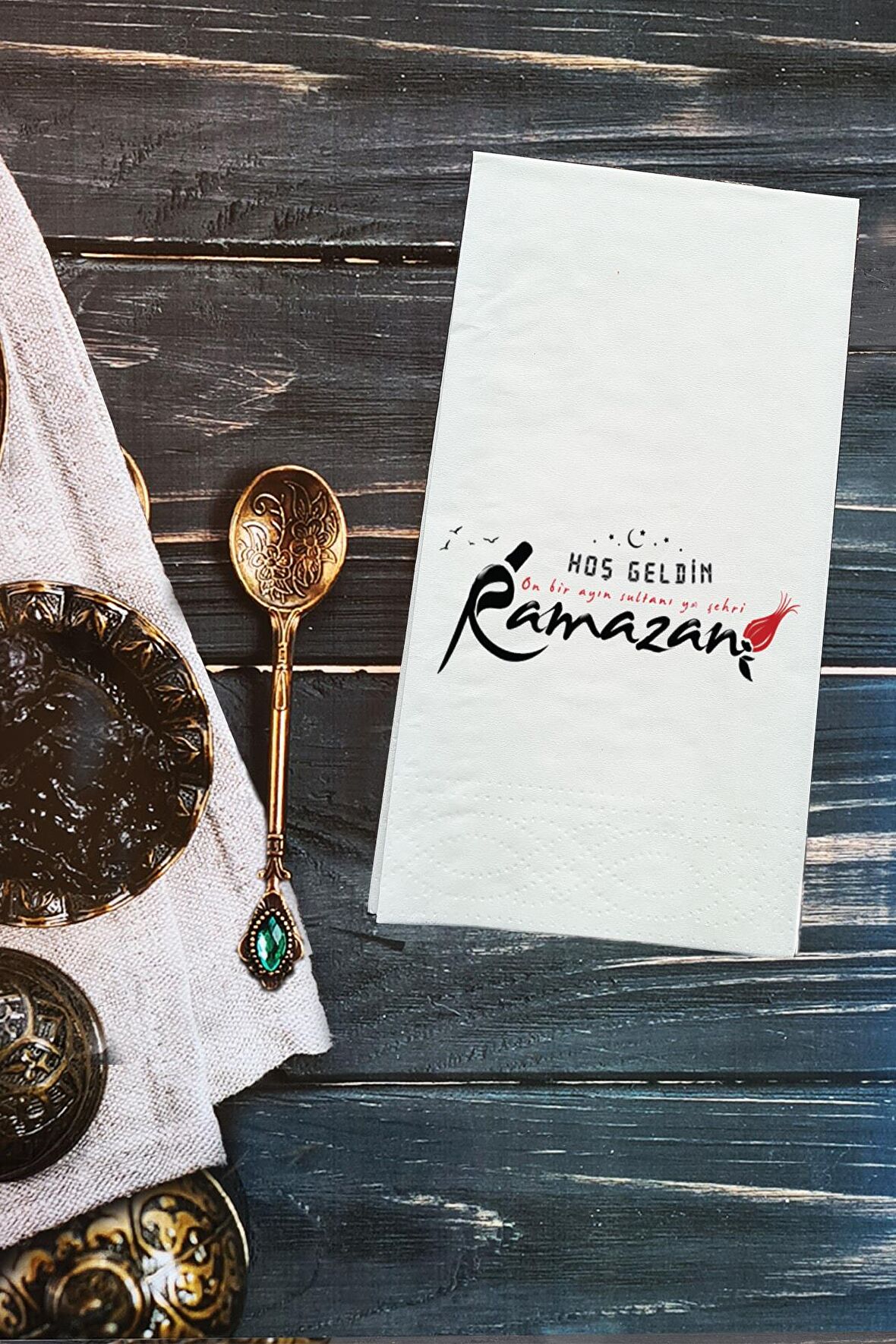 On Bir Ayın Sultanı Hoşgeldin Ramazan Konuşan Peçete Sunum Peçetesi