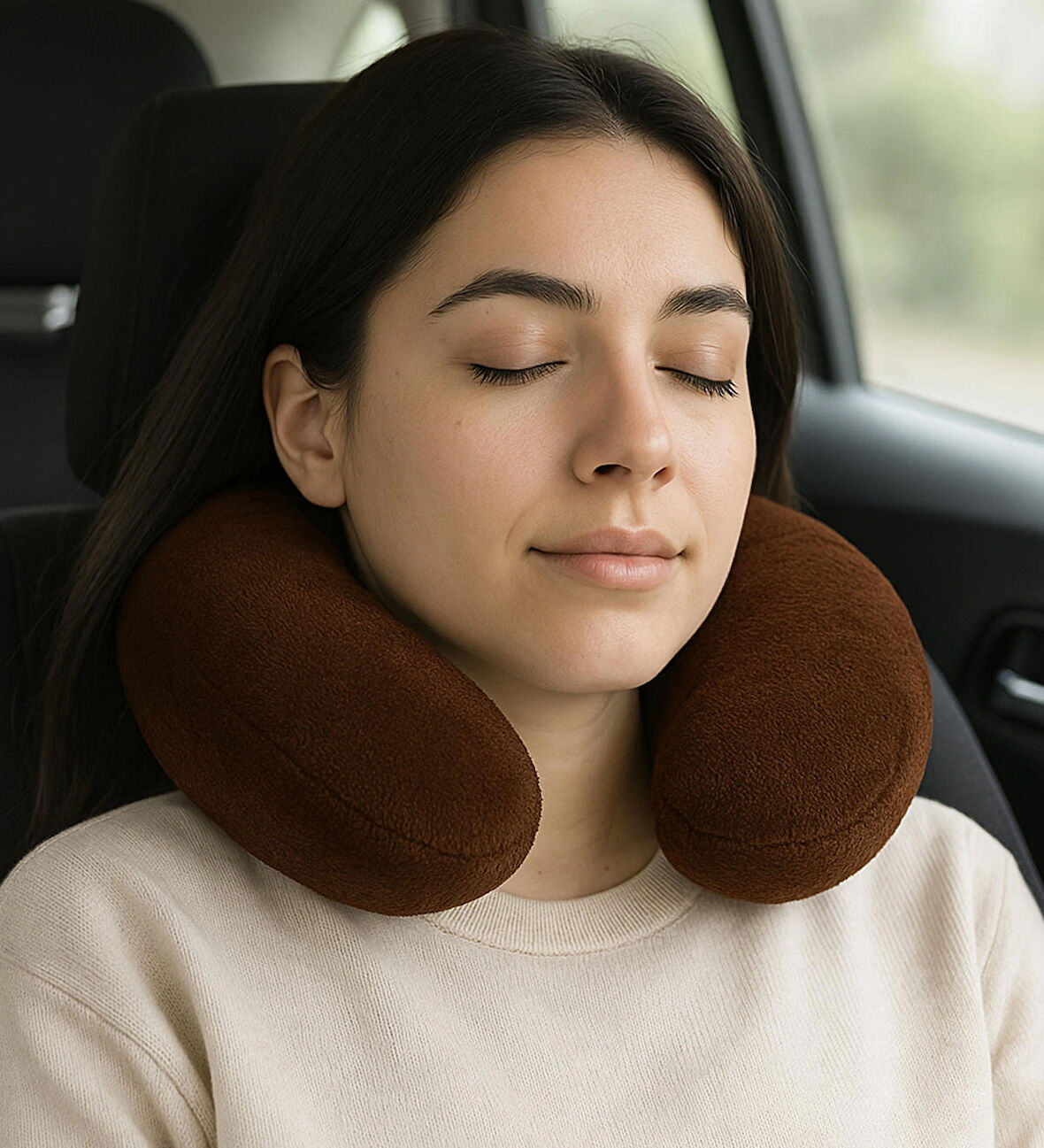 Peluş U Tipi Boyun Yastığı Yumuşak ve Ergonomik Seyahat Konforu