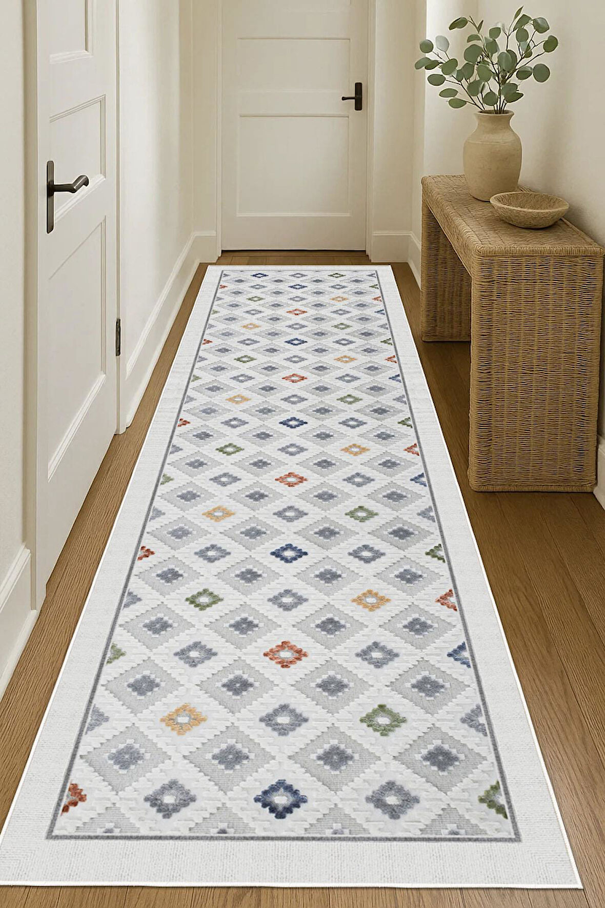 Dijital Baskılı Dekoratif Kaymaz Taban Yıkanabilir Kilim Yolluk Antre Hol Halısı Salon Halısı