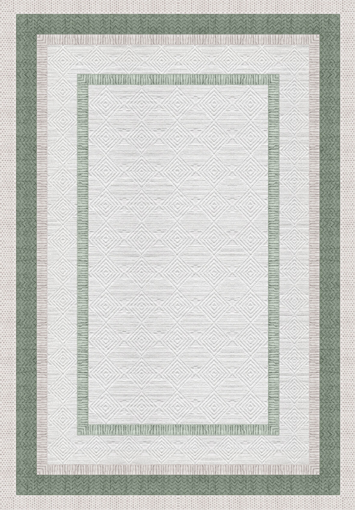 Çerçeve Desenli Dekoratif Kaymaz Taban Yıkanabilir Salon Halısı