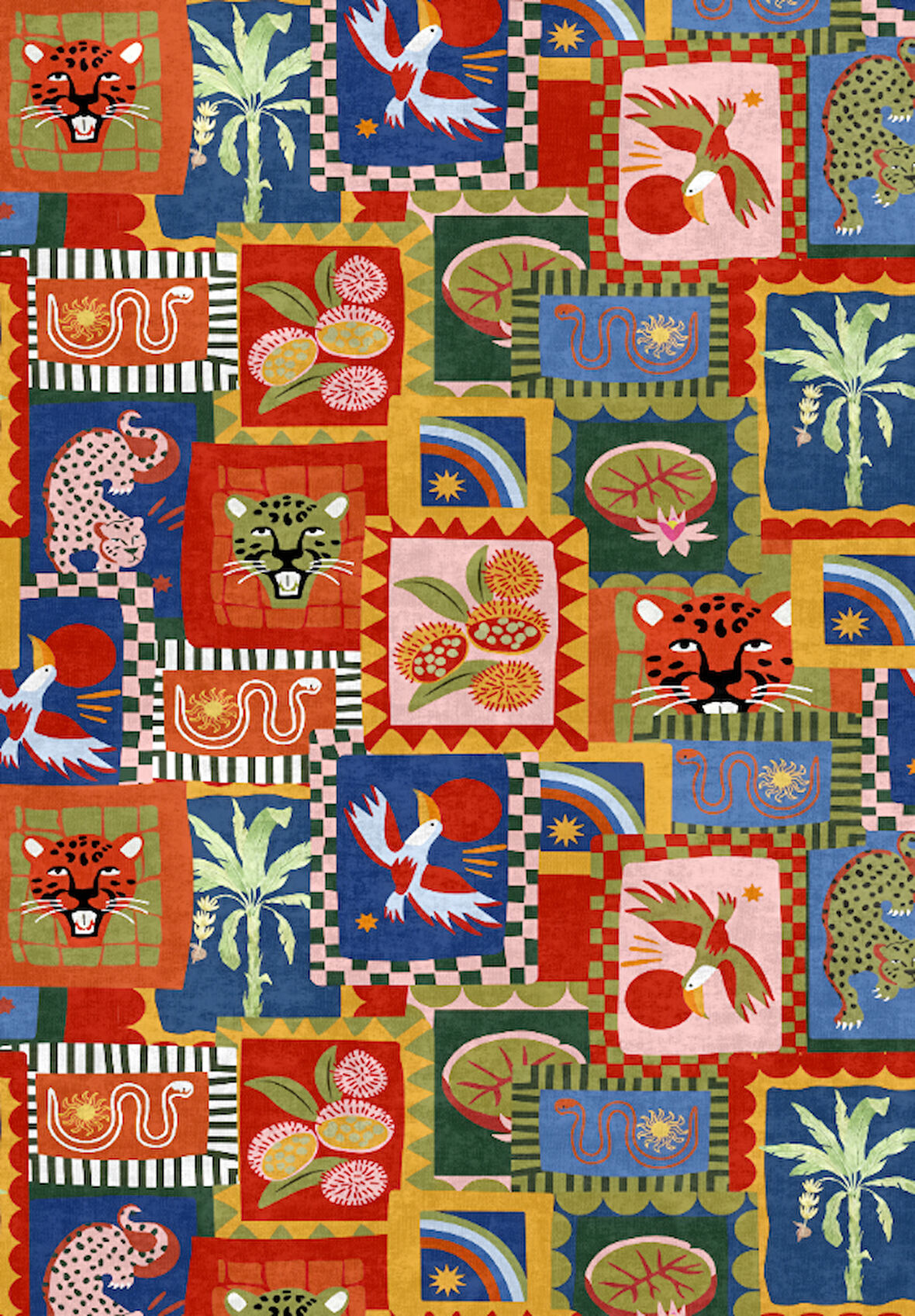 Dijital Baskılı Modern Hayvan Desenli Çok Renkli Kaymaz Taban Yıkanabilir Halı