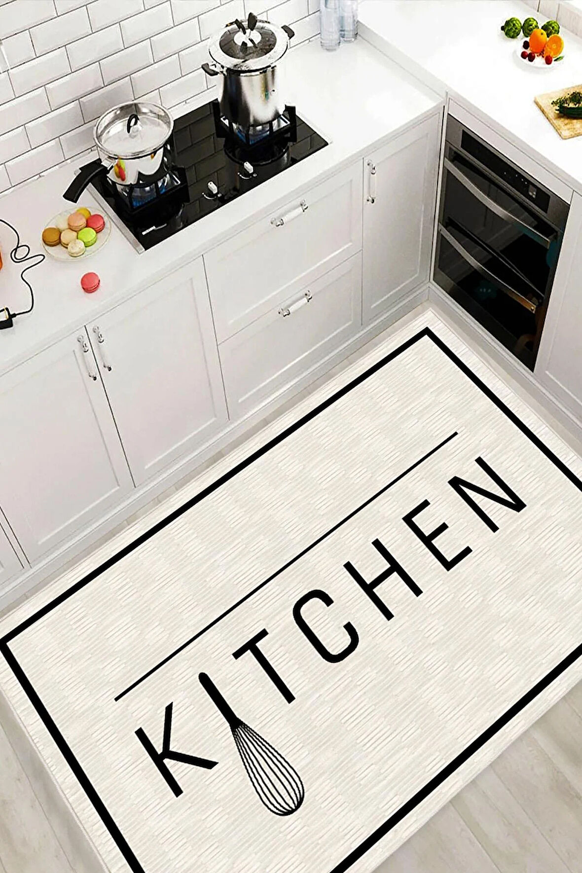 Dijital Baskılı Dekoratif Kaymaz Taban Yıkanabilir Modern Halı Mutfak Halısı Yolluk Salon Halısı