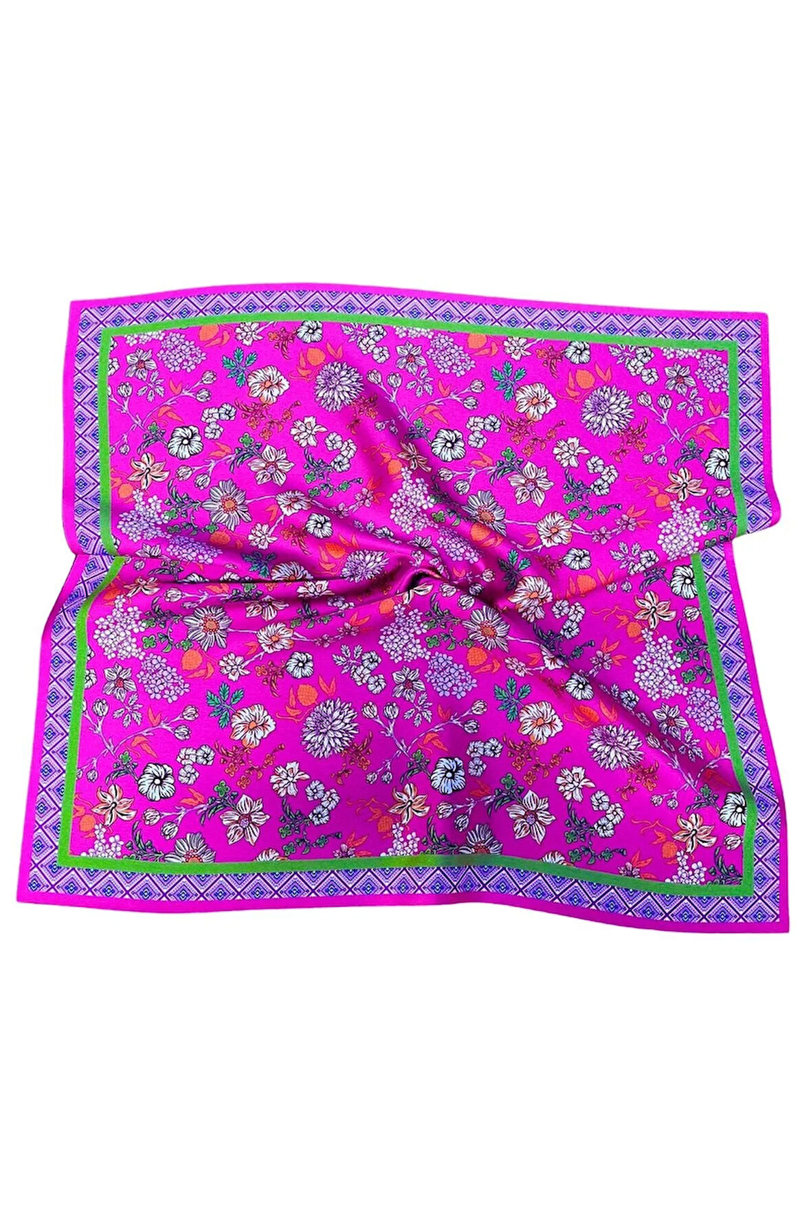 Pembe Çiçek Desenli Fular Estascarf