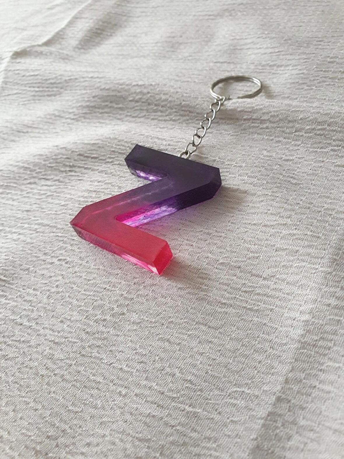 Epoksi Mor Pembe Z Harf Anahtarlık