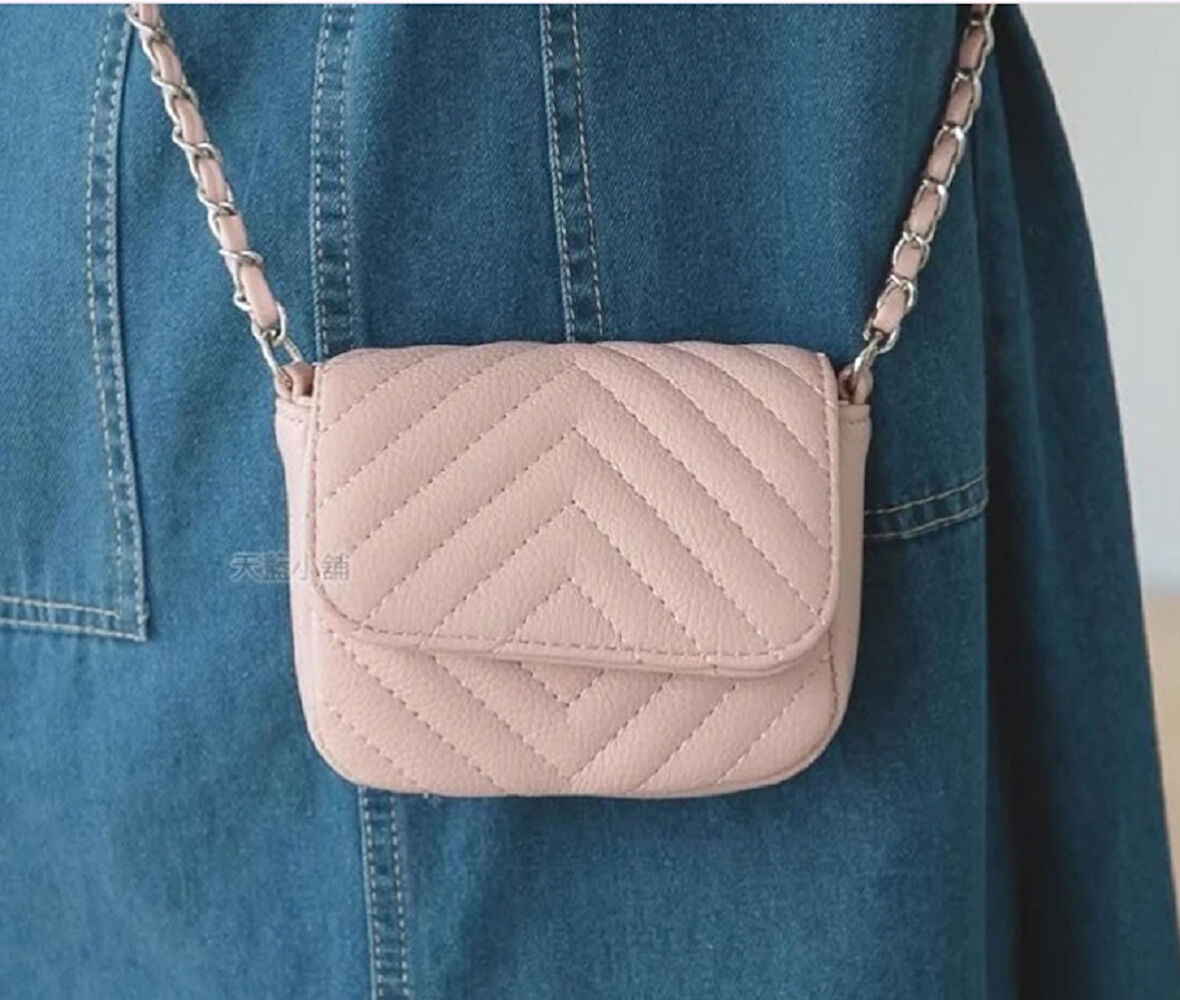 Pembe  Zincir Askılı Mini Çanta