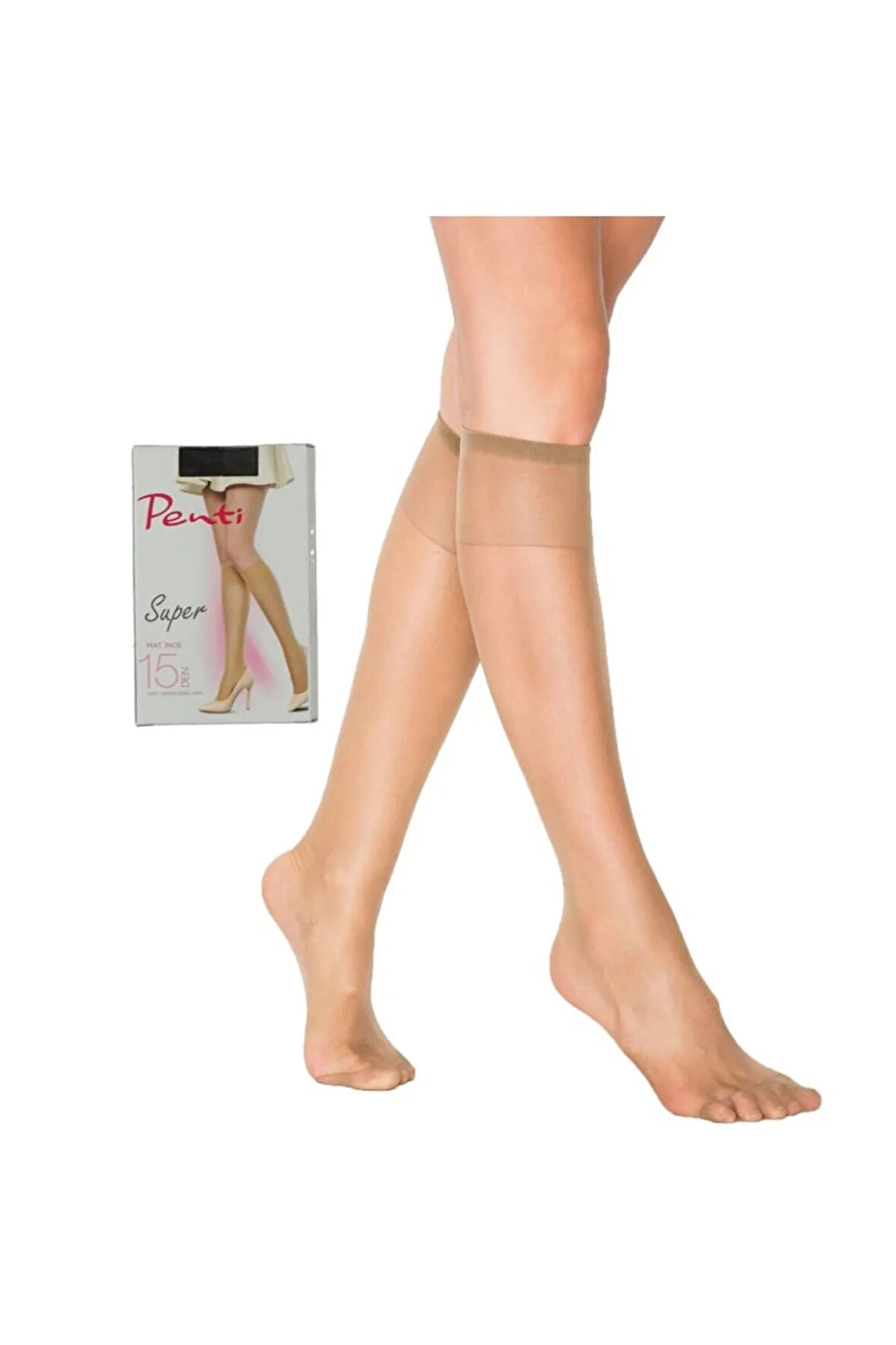 2 Adet Süper Mat Diz Altı İnce 15'den Mat Pantolon Çorabı 86 VİZON