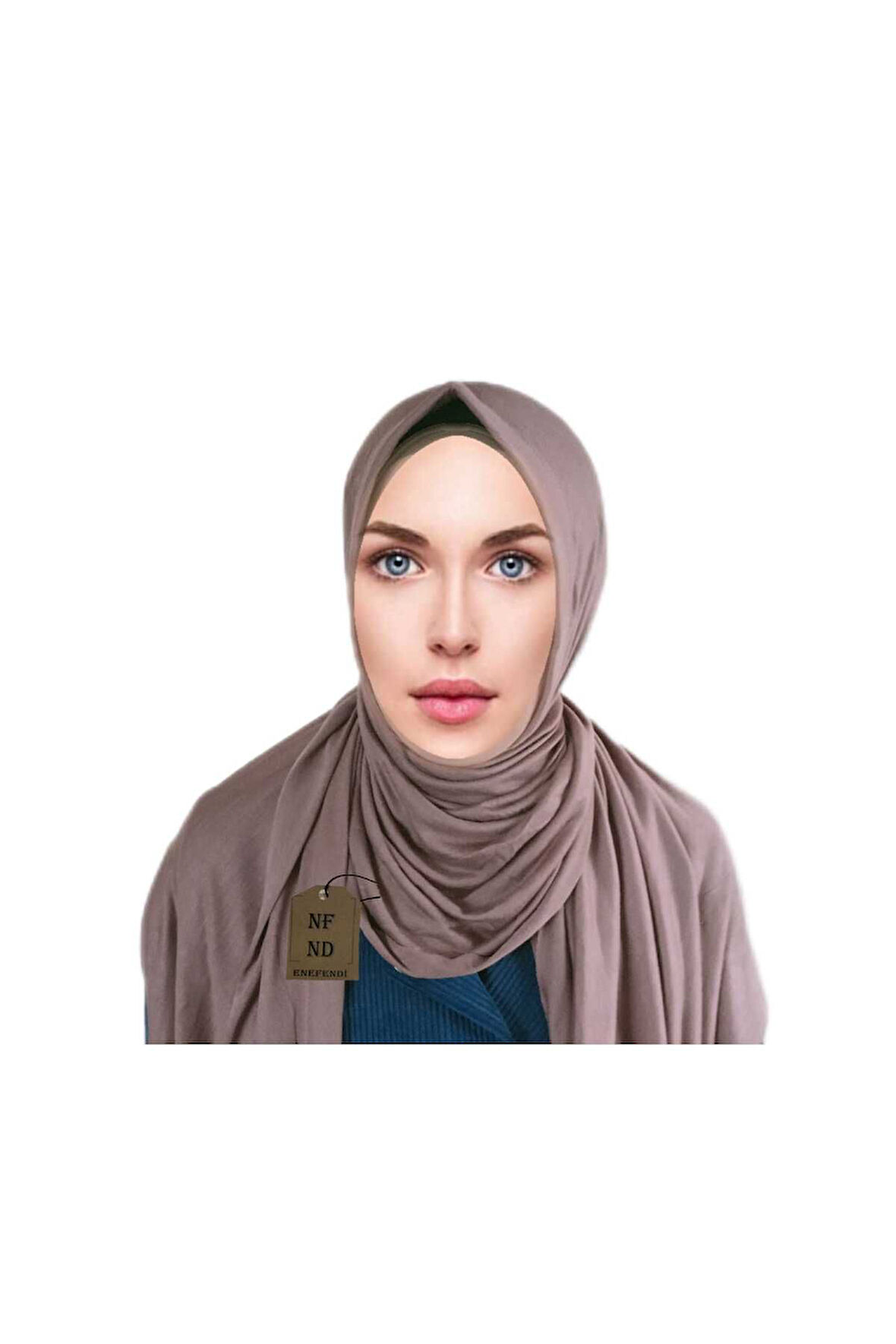 Pratik Penye Şal ,Kahverengi ,önü Süngerli Çene Altı Dikişli ,hazır Geçmeli Şal ,hijab , Tesettür