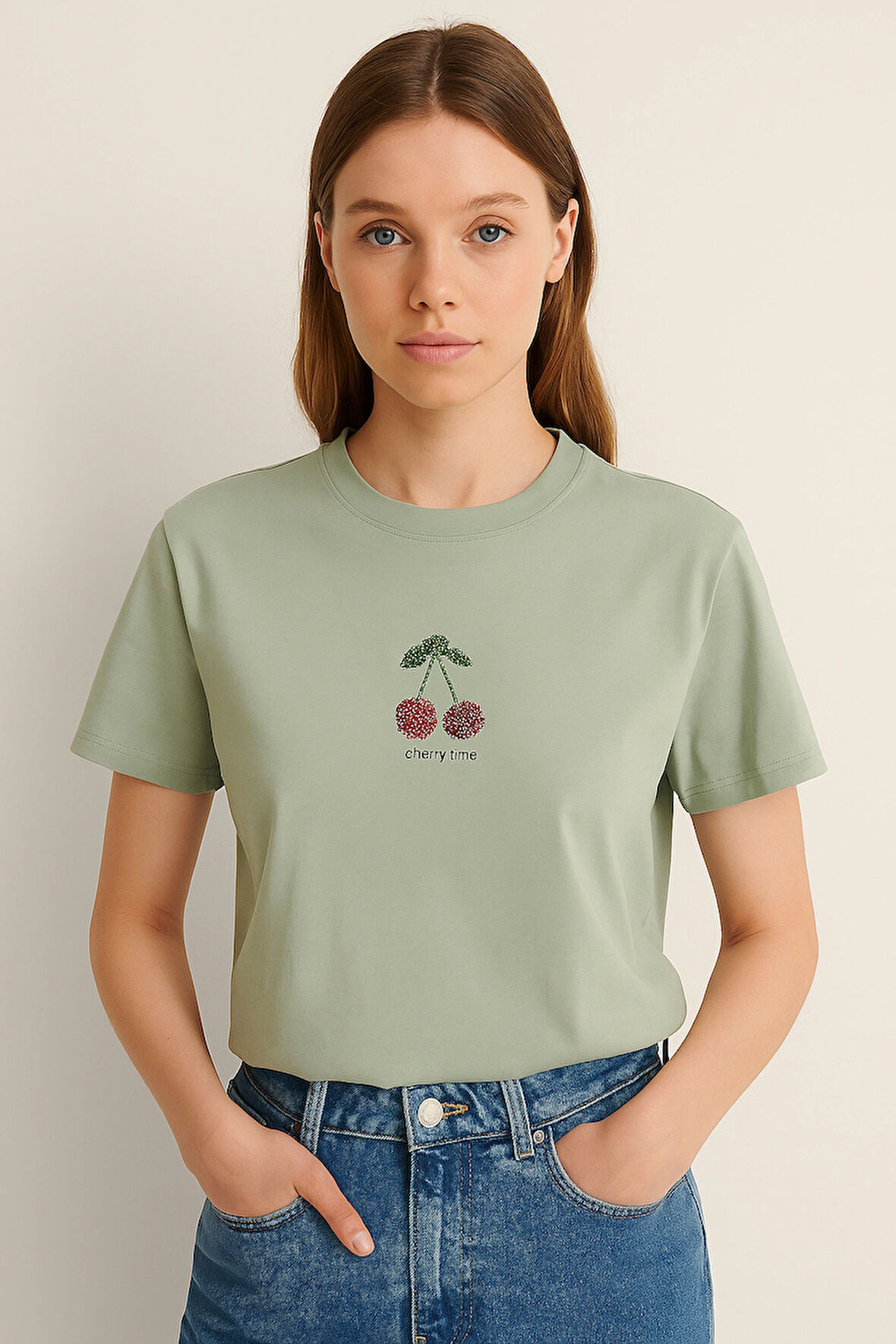 KADIN Boncuk İşlemeli 1. Kalite Tişört