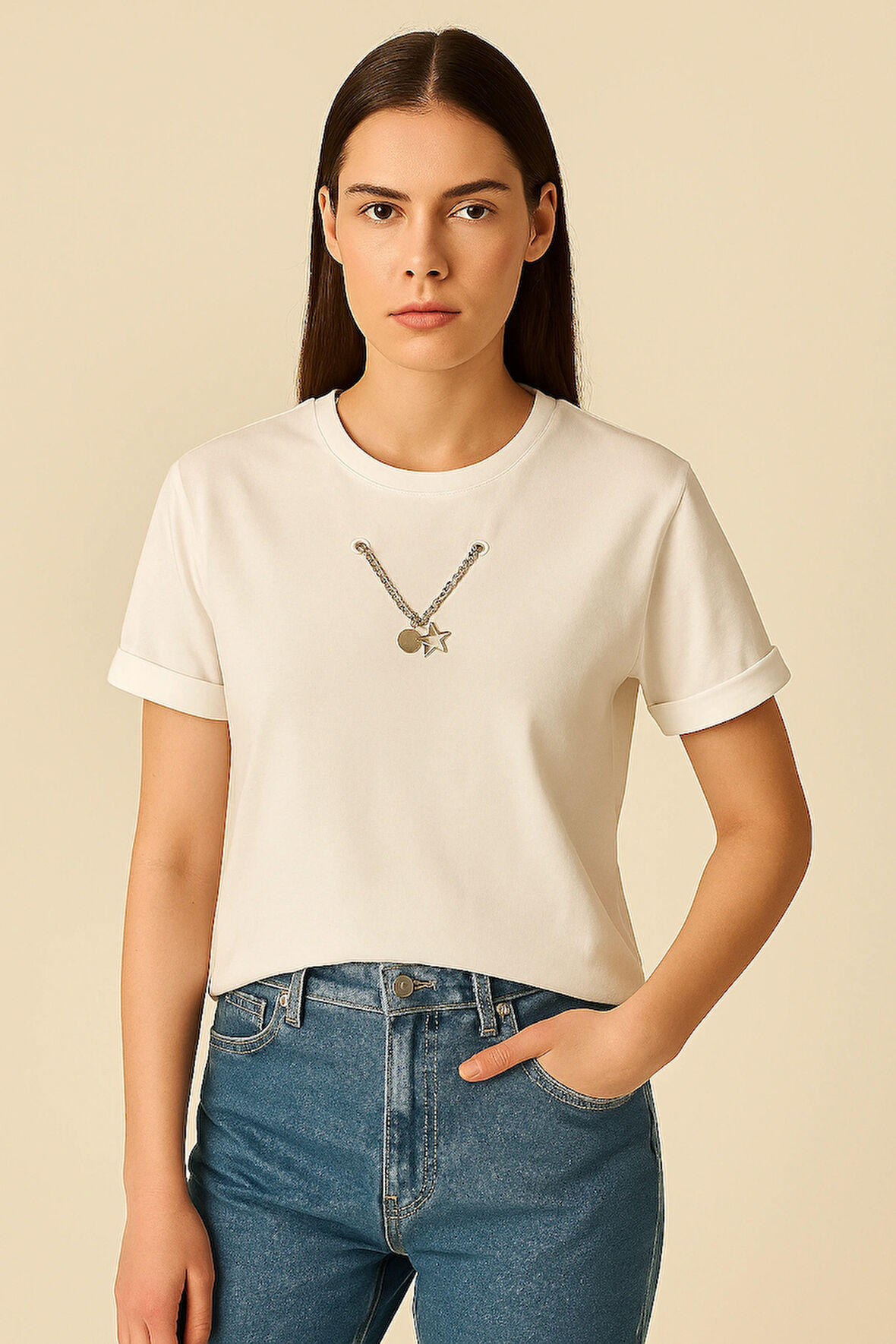 Zincir Aksesuar Detaylı 1. Kalite Tişört